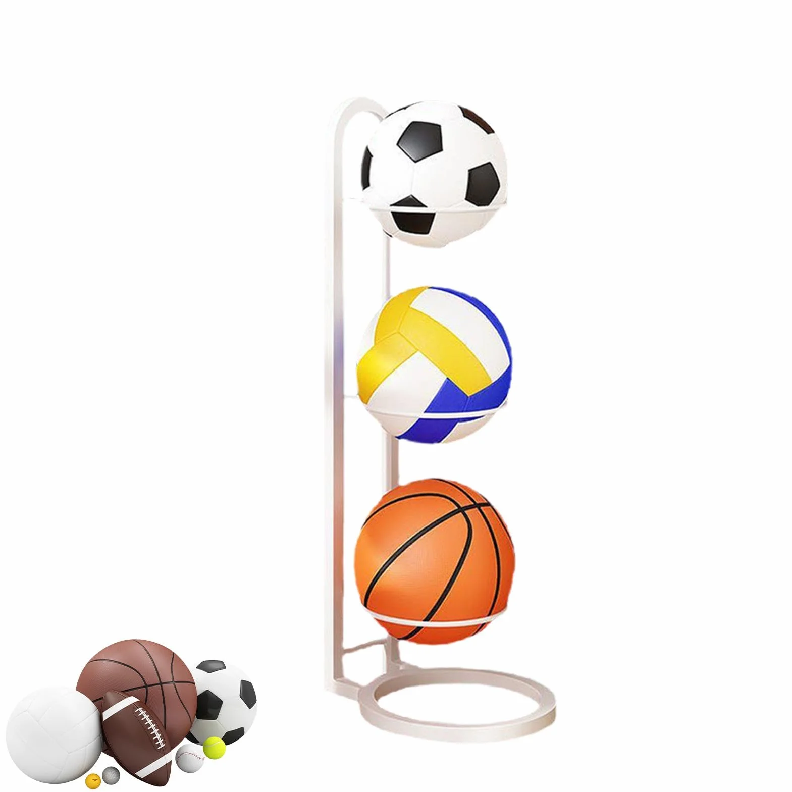 Generico Rastrelliera da Basket Porta Palloni Scaffale Stoccaggio Attrezzature Sportive Verticale