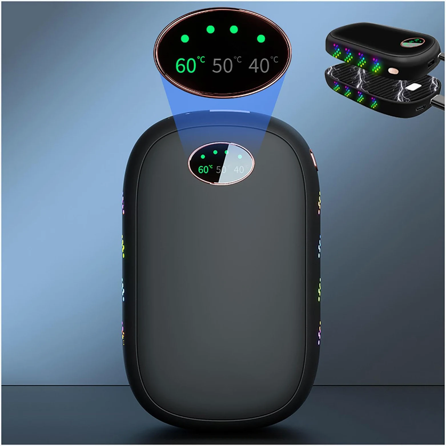 Scaldamani elettrici 2 Pezzi 10000 mAh, scaldamani riutilizzabili USB-C/10 Ore di Calore 3 Livelli di Calore Fino a 140 ℉ per Regali all'aperto per Sci, Campeggio, Golf