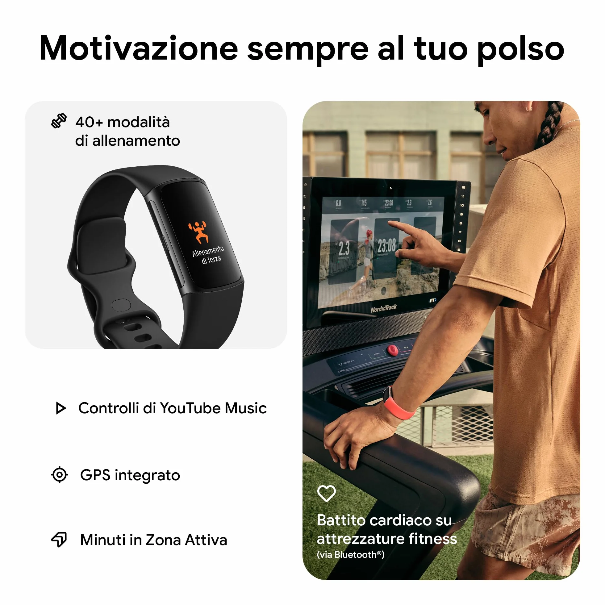 Google Fitbit Charge 6 Activity tracker con abbonamento Premium 6 mesi incluso 7 giorni batteria Google Wallet Maps