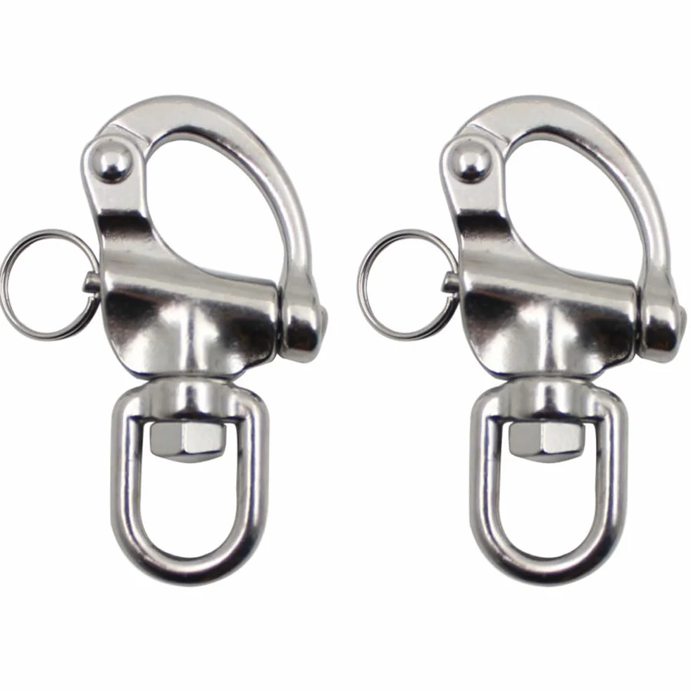 Moschettone a sgancio rapido in acciaio inox 316 70 mm per barca e vela