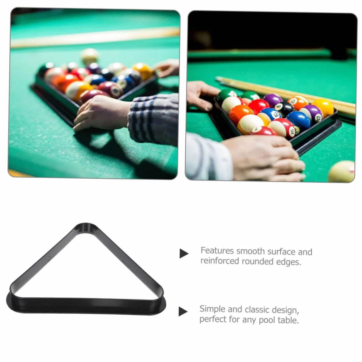 Triangolo per Palline da Biliardo in Plastica Nera Organizer Robusto per Tavolo da Biliardo