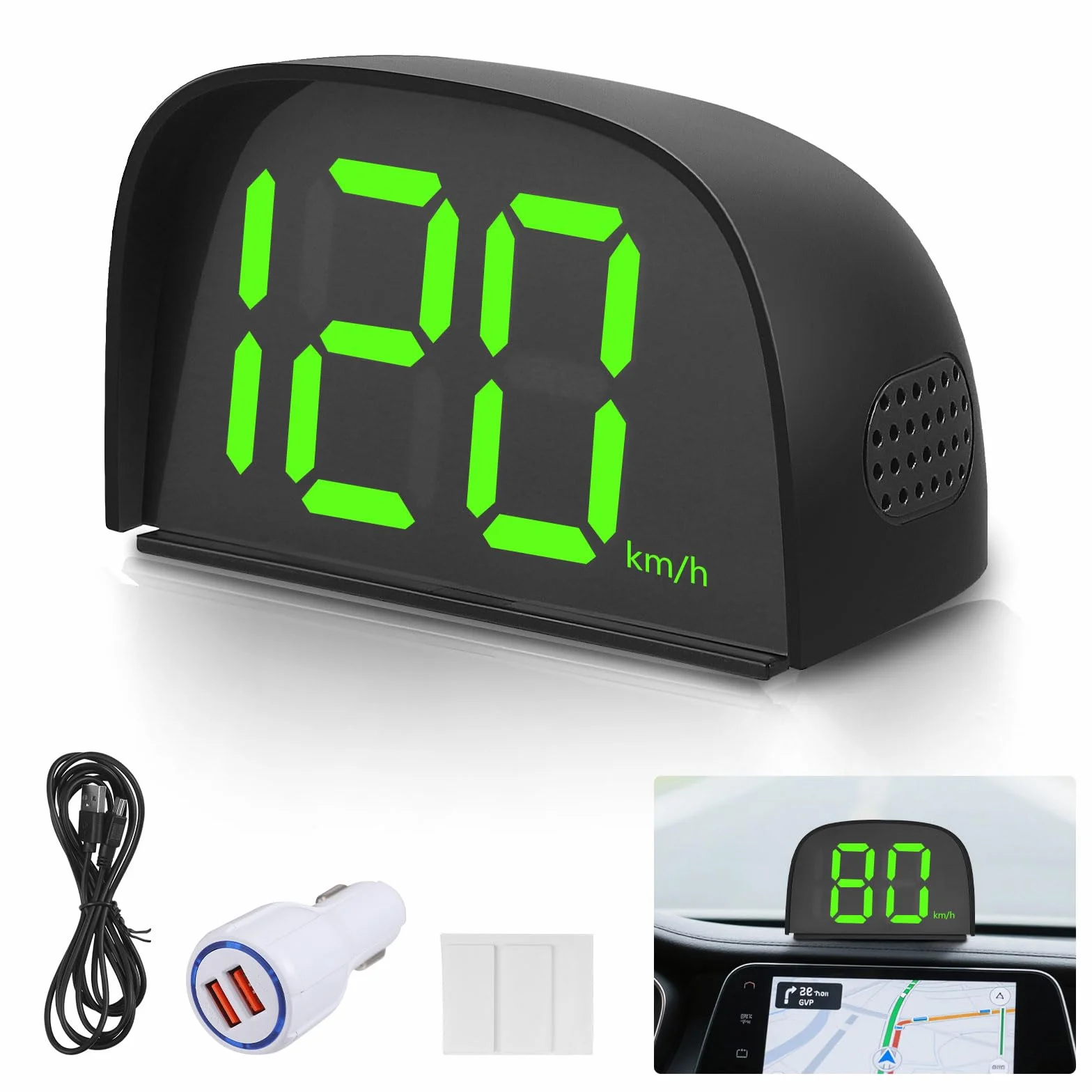 Tachimetro digitale per auto, HUD Auto Head Up Display, Tachimetro Intelligente GPS Digitale Universale, Tachimetro per Moto, Plug and Play, Carica USB, LED Grande schermo per Auto, Camion, Moto