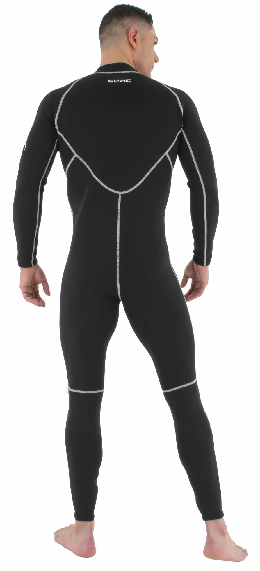 SEAC Carezza Man Muta Lunga Monopezzo Neoprene Bifoderato 2 mm Cerniera Anteriore Protezioni PU Ginocchia Uomo Nero