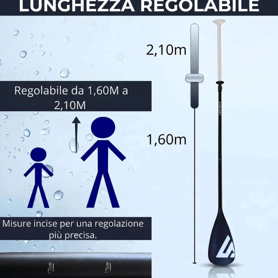 Cavest Remo Paddle Surf Telescopico Regolabile 3 Pezzi Leggero Rimovibile
