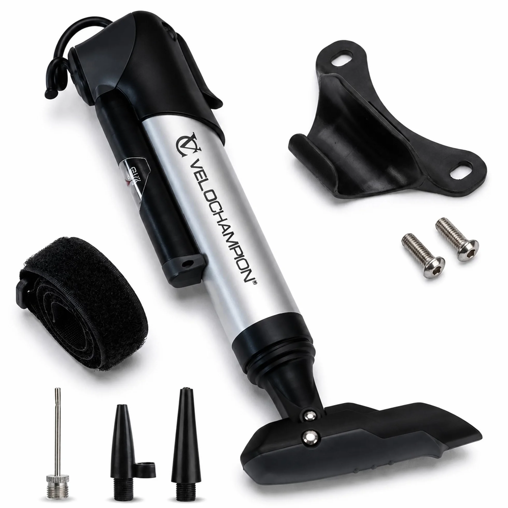 VeloChampion Alloy 9 mini pompa da bici con manometro 120 PSI 8,2 BAR Presta Schrader Dunlop MTB strada e-bike