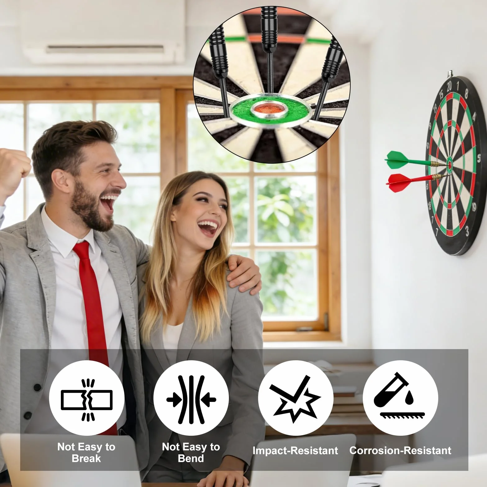 Set di 12 punte per freccette in acciaio 2BA con anelli ad O Steeldart