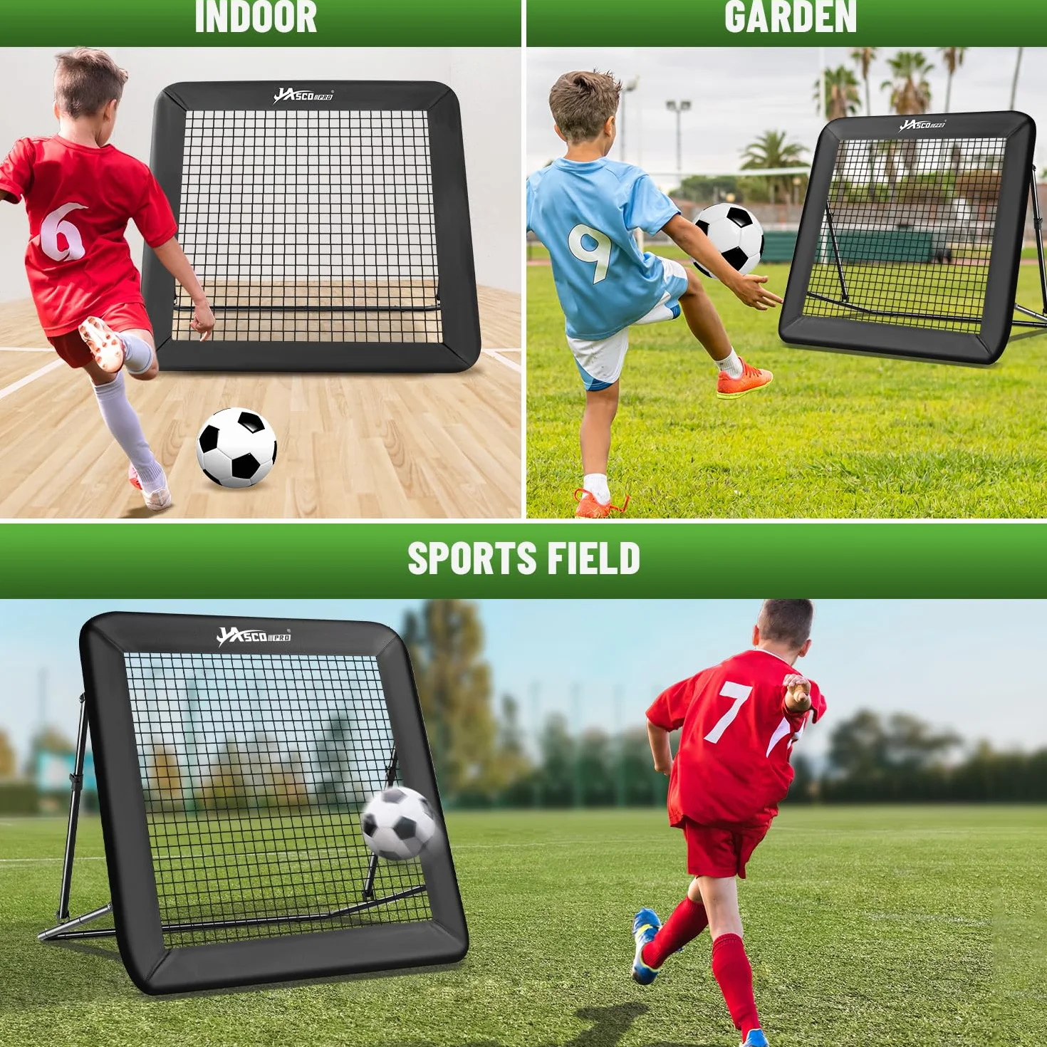 JASCOPRO Rete da rimbalzo da calcio, bersaglio per porta, attrezzatura da allenamento portatile