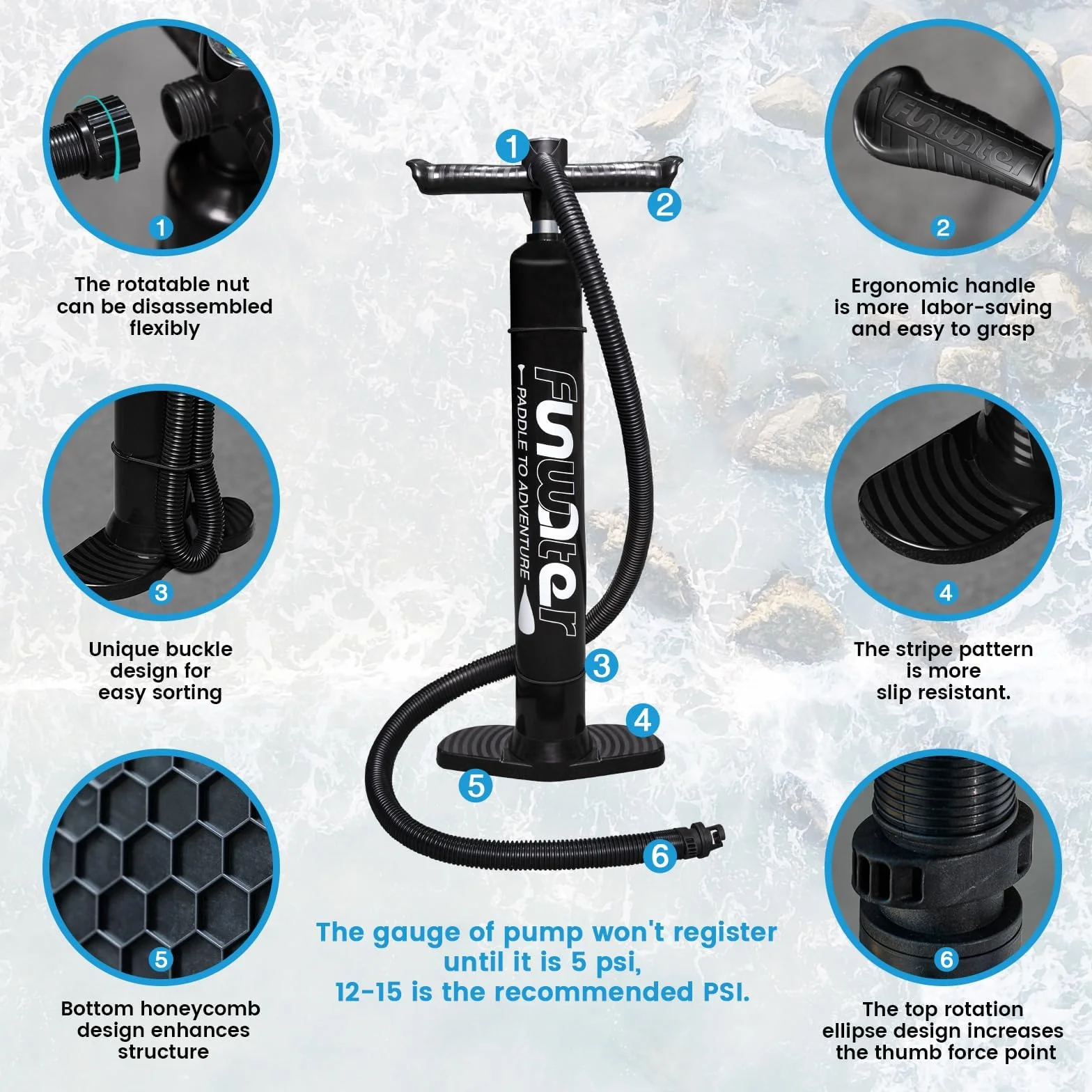 FunWater Tavola Gonfiabile Sup Con Pinne, Guinzaglio, Pompa, Pagaia, Zaino