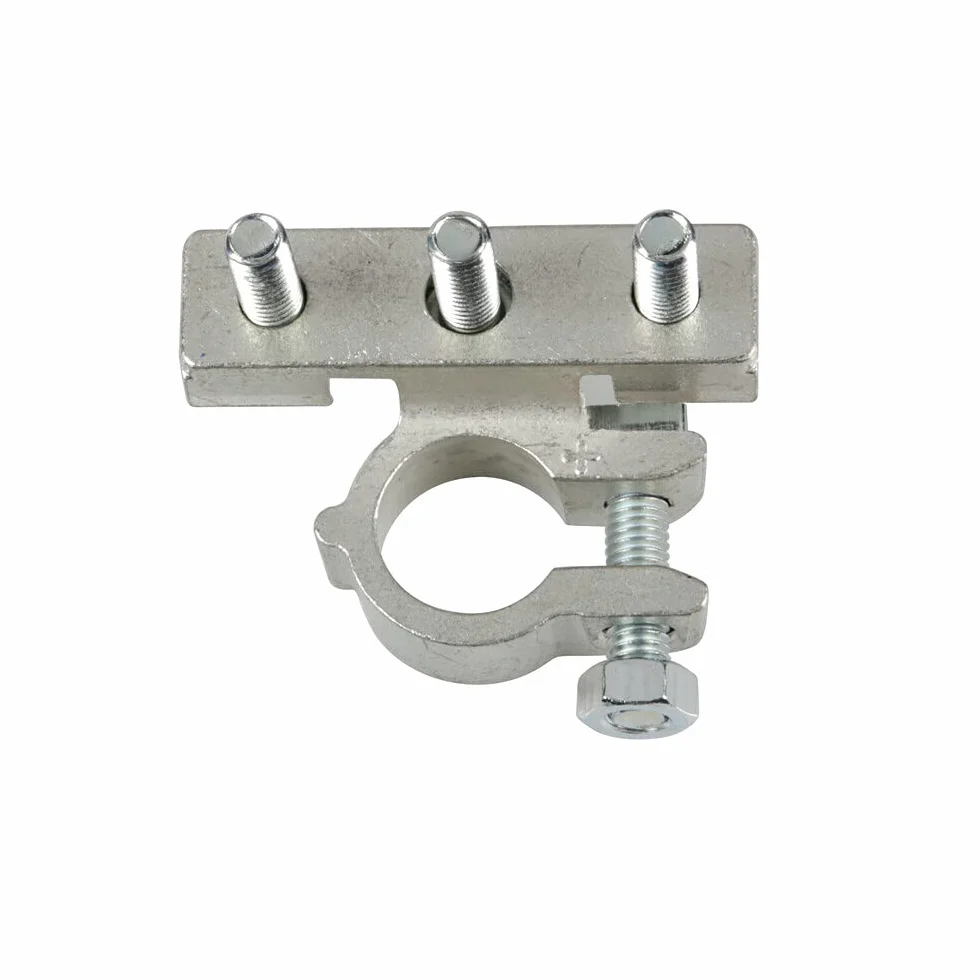 Lampa 69909 Morsetto Batteria zincato, Fissaggio Cavo a capocorda su Vite - Foro capocorda Ø 6/6/6 mm - Polo Positivo