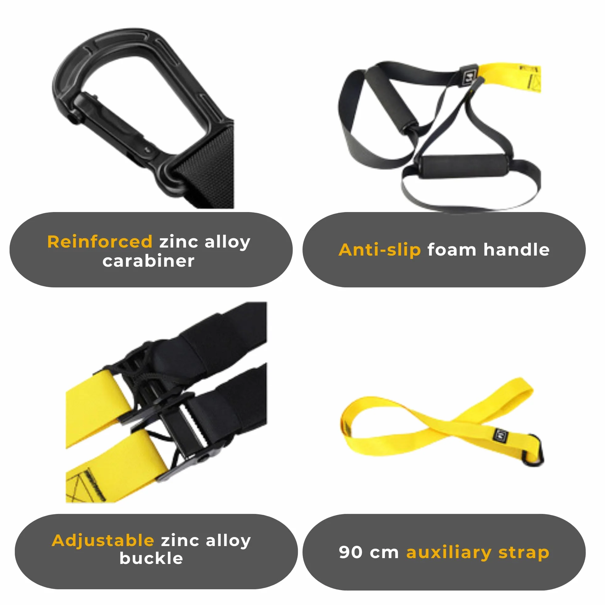 Sistema di Allenamento in Sospensione Kit Completo con Cinghie Regolabili Ancoraggio per Porta Borsa da Trasporto