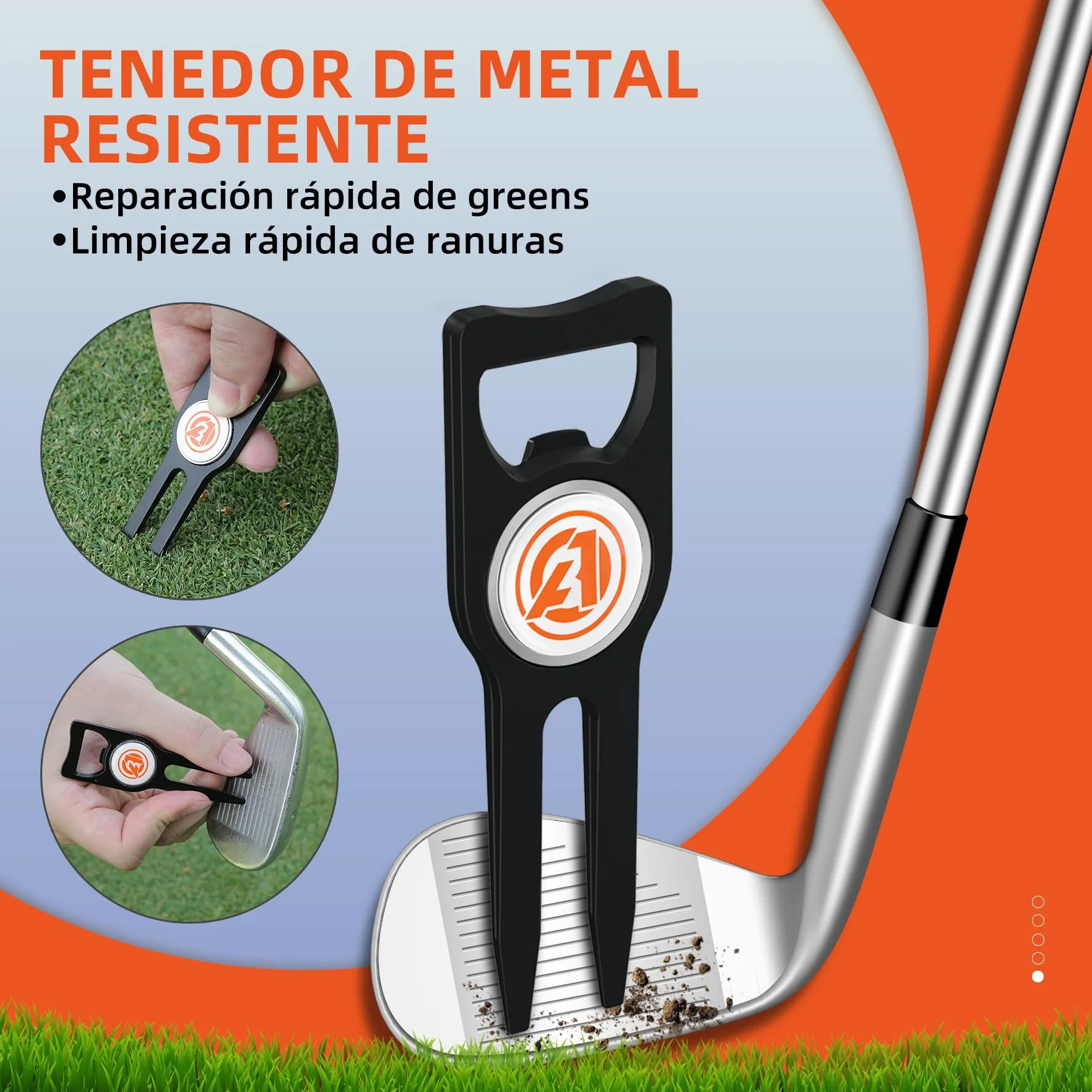 AOFAR Strumento per Divot da golf con marcatura magnetica, spazzola integrata e marcatore linea pallina, lega di zinco
