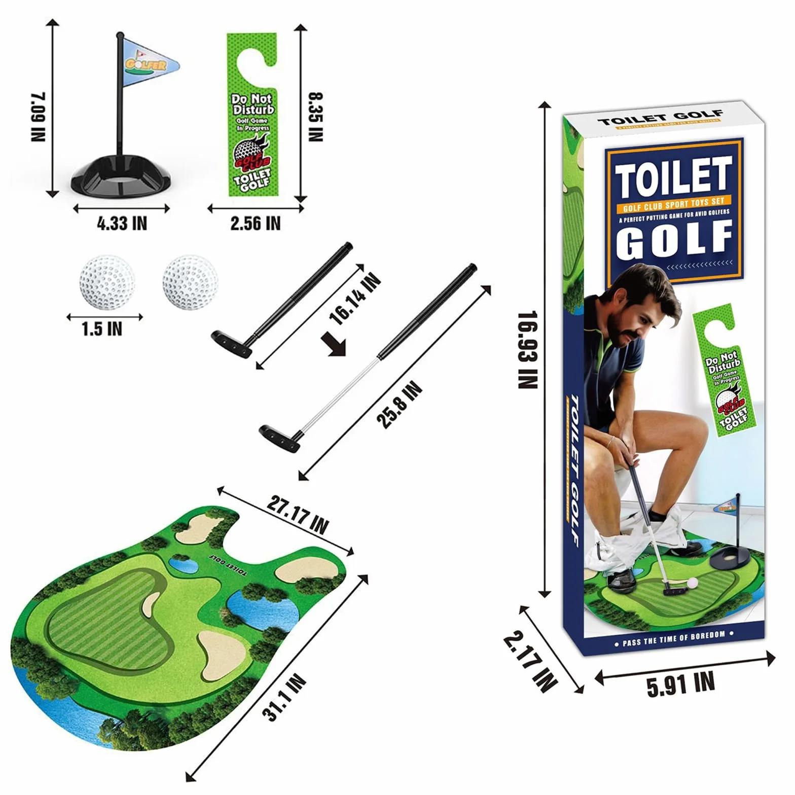 Bathroom Mini Golfing Practice Golf Toilet Game Set Regali Divertenti per Giocatori di Golf