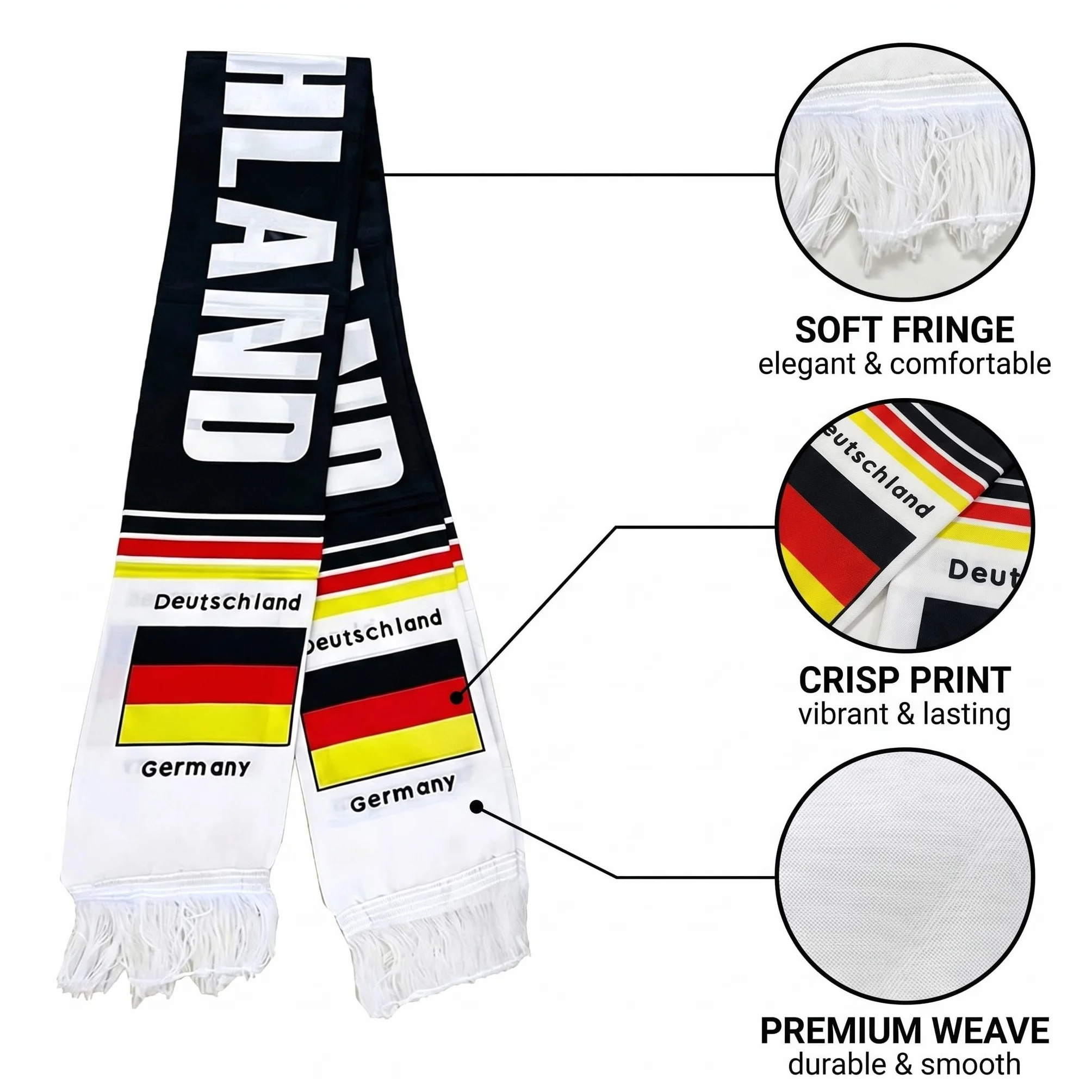 Sciarpa Germania Nera Rossa Oro 2 Pezzi, Sciarpe tifosi tedeschi
