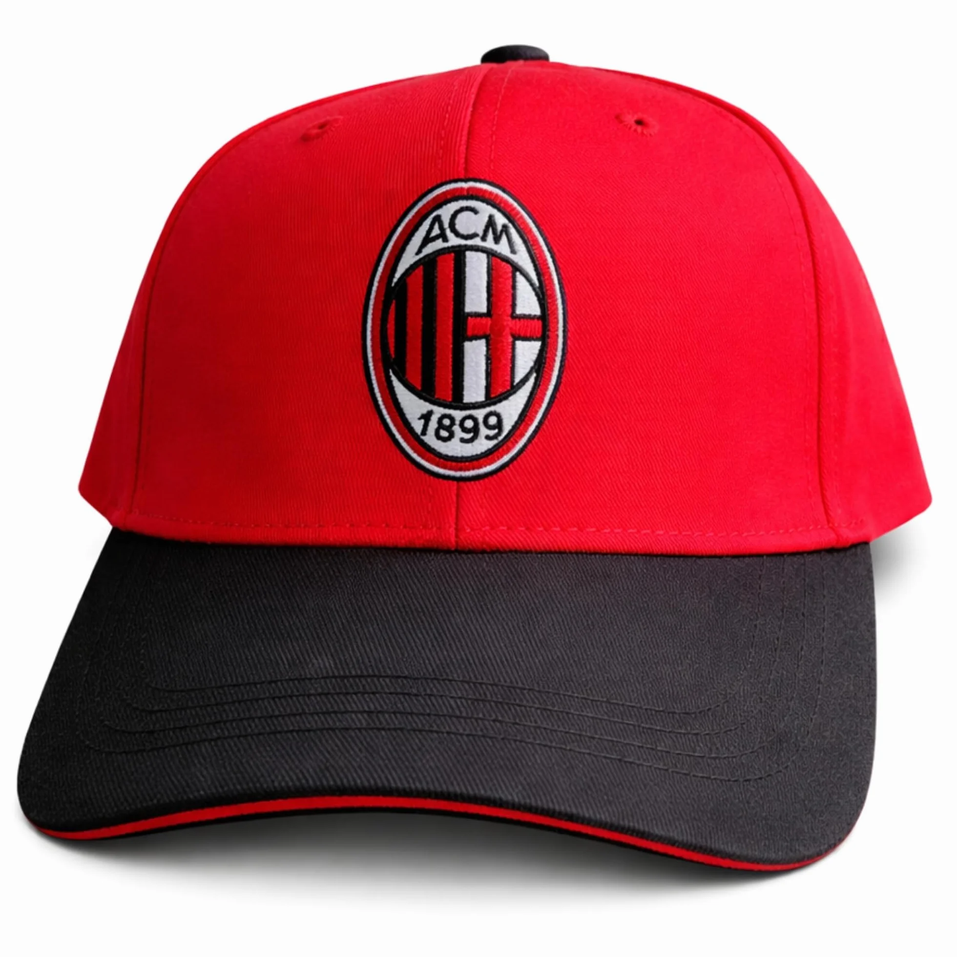 AC Milan Cappello Ufficiale in Cotone Rosa con Logo Modello Baseball Visiera Curva Regolabile