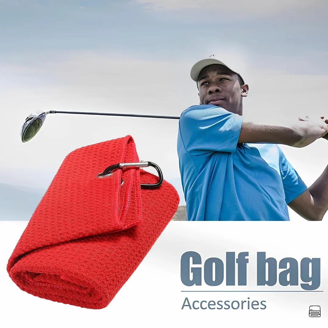 Asciugamani da golf in microfibra motivo waffle confezione da 2 con moschettone clip sacca grigio rosso