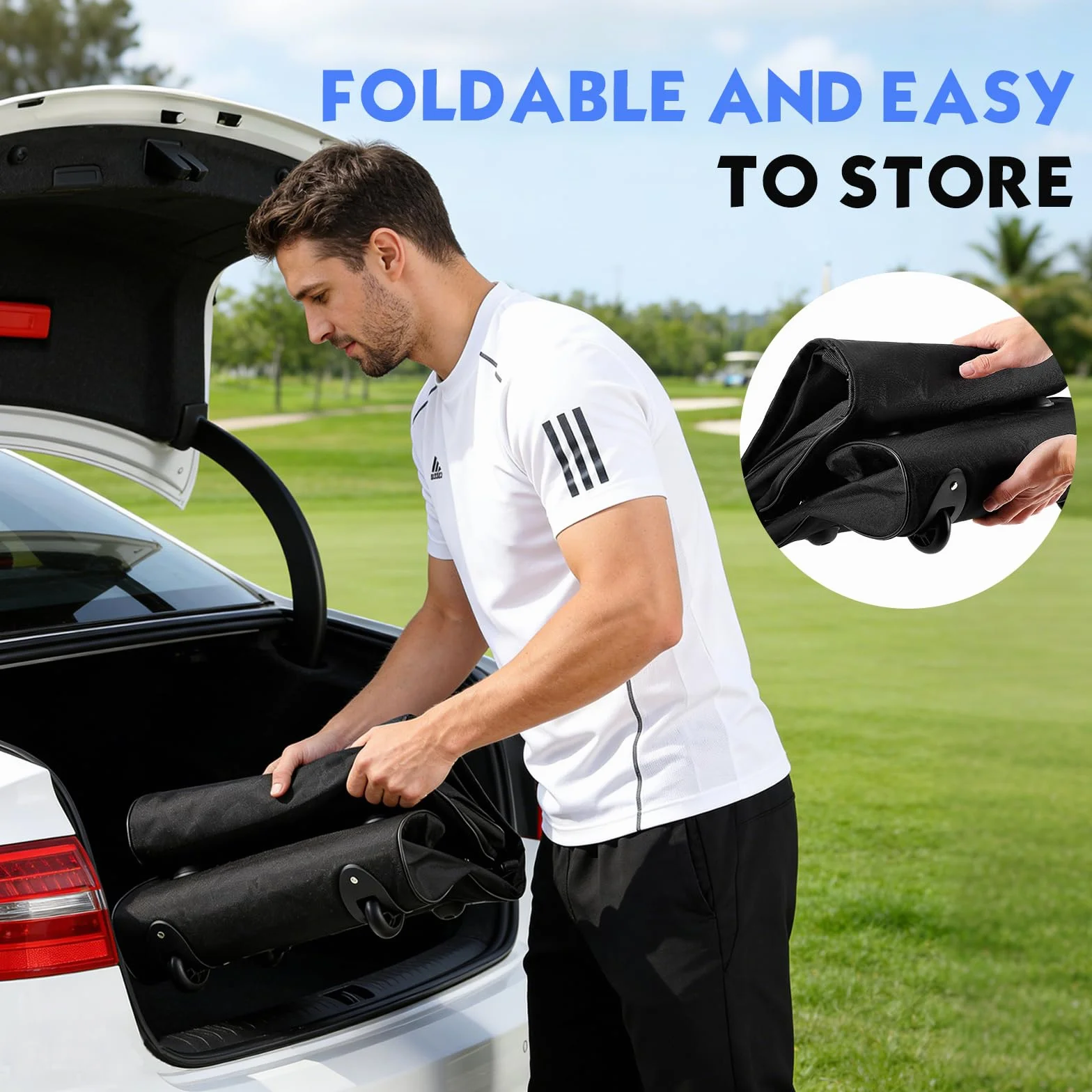 Borsa da Viaggio per Golf con Ruote in Oxford 900D 128x38x23cm Nero