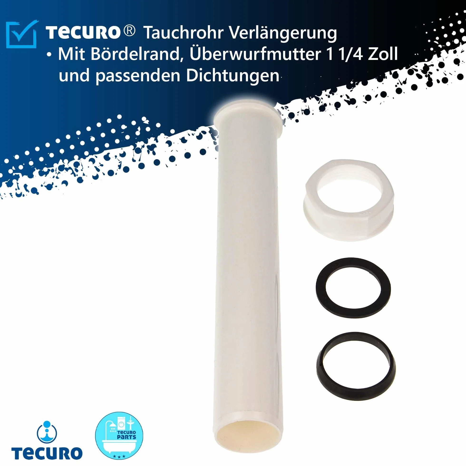 Tubo di regolazione in tecuro prolunga 200 mm per sifone