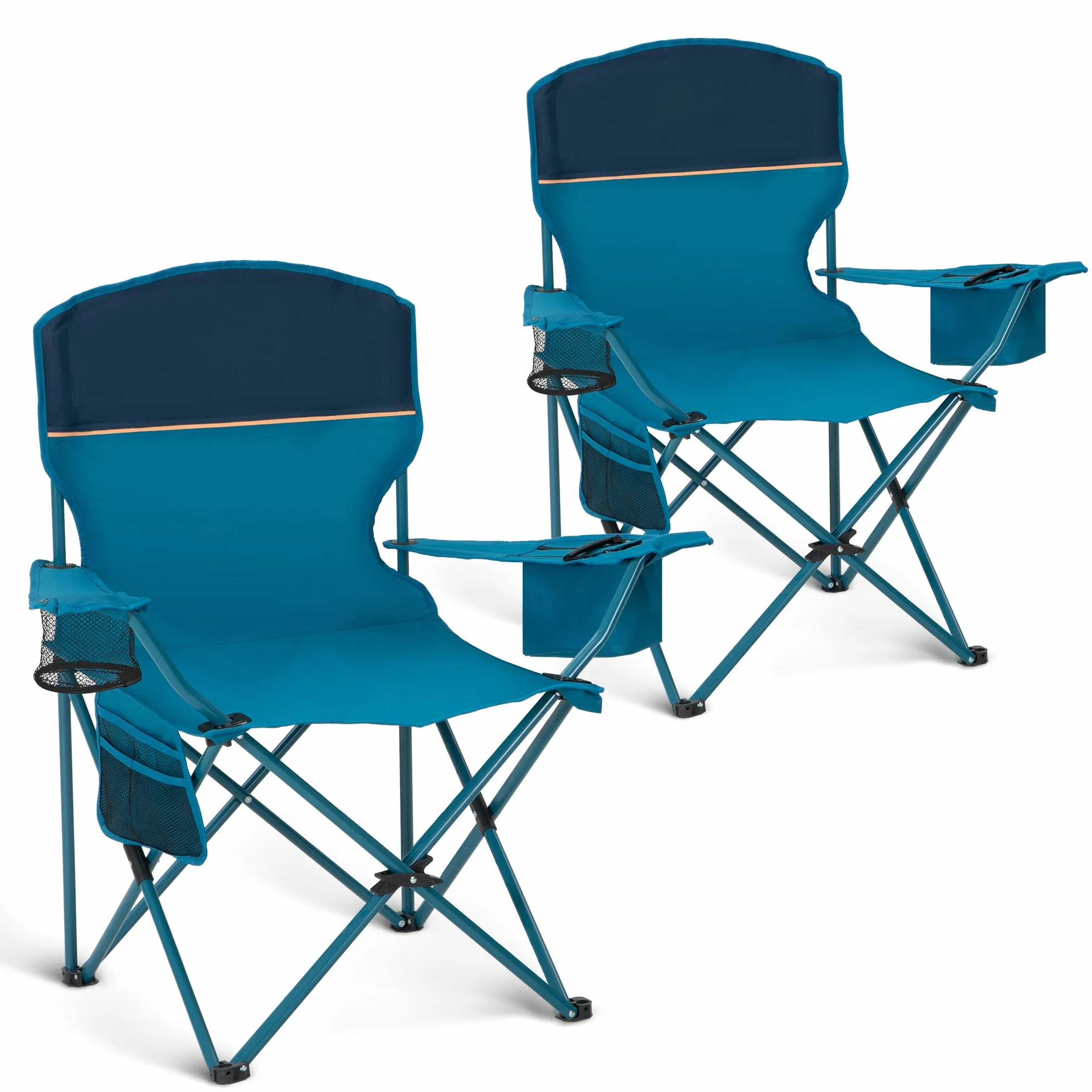 HIGH POINT SPORTS Sedia da Campeggio Pieghevole 2 Pezzi 102 kg con Braccioli Blu