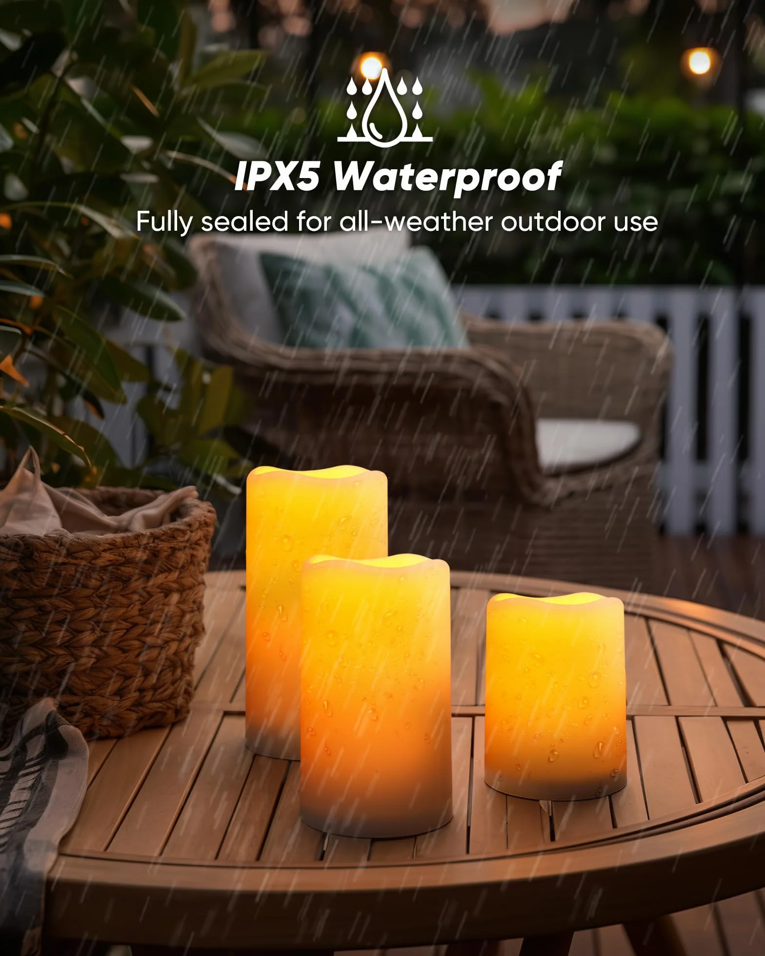 Homemory Candele solari per esterni impermeabili con luce tremolante set da 3