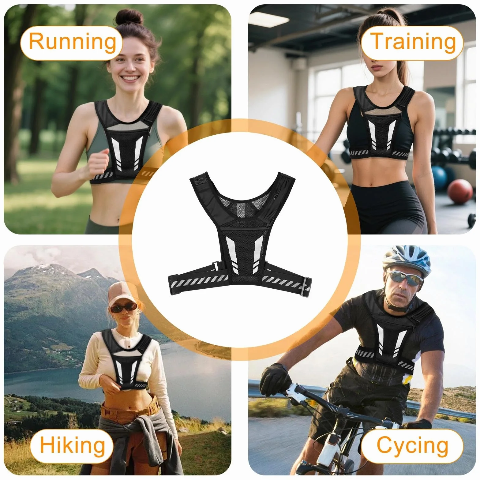 Gilet Riflettente da Donna per Correre con Porta Telefono Corsa, Uomo Portacellulare per Ciclismo Jogging Escursionismo