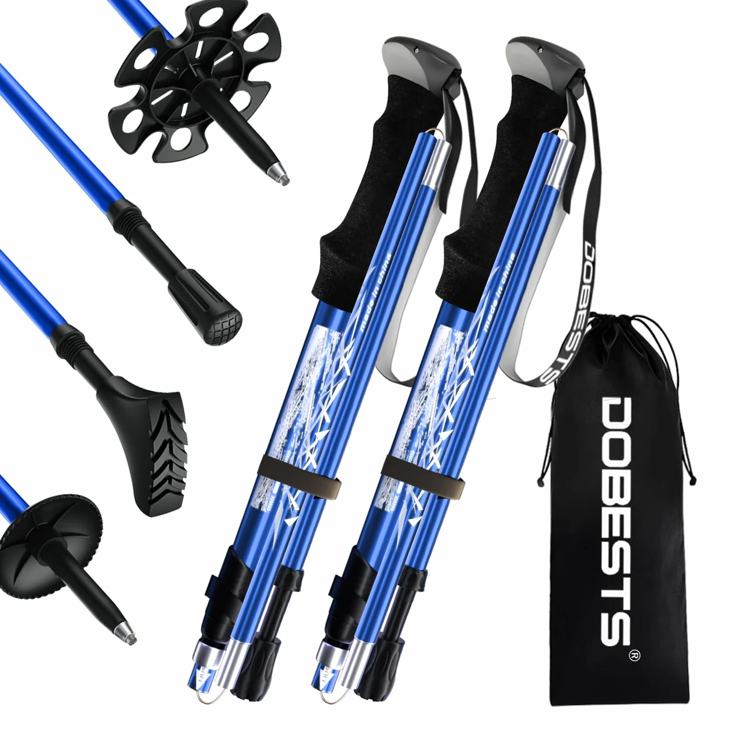 Bastoni da Trekking Pieghevoli Nordic Walking in Alluminio e Carbonio Regolabili 110-130 cm