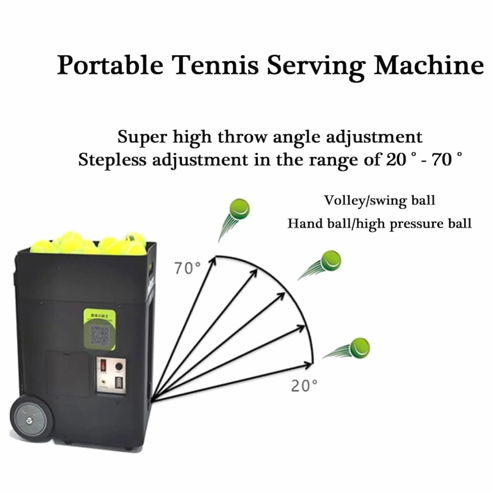 Macchina Automatica per Palle da Tennis Portatile Lanciatore 50 Palle Esercizi Allenamento Solitario