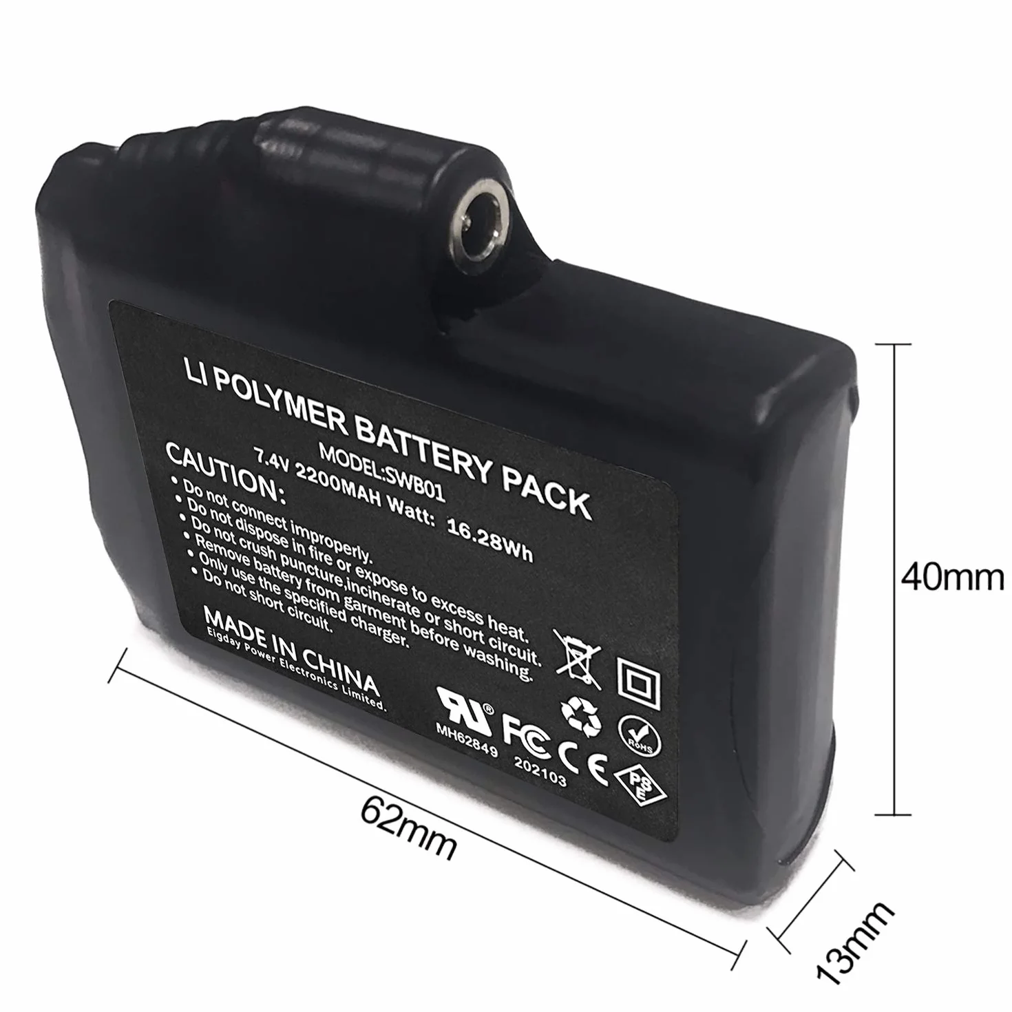 Batterie Ricaricabili ai Polimeri di Litio 7,4V 2200MAH/3000MAH per Guanti Calzini Cappelli Riscaldati 2 Pezzi