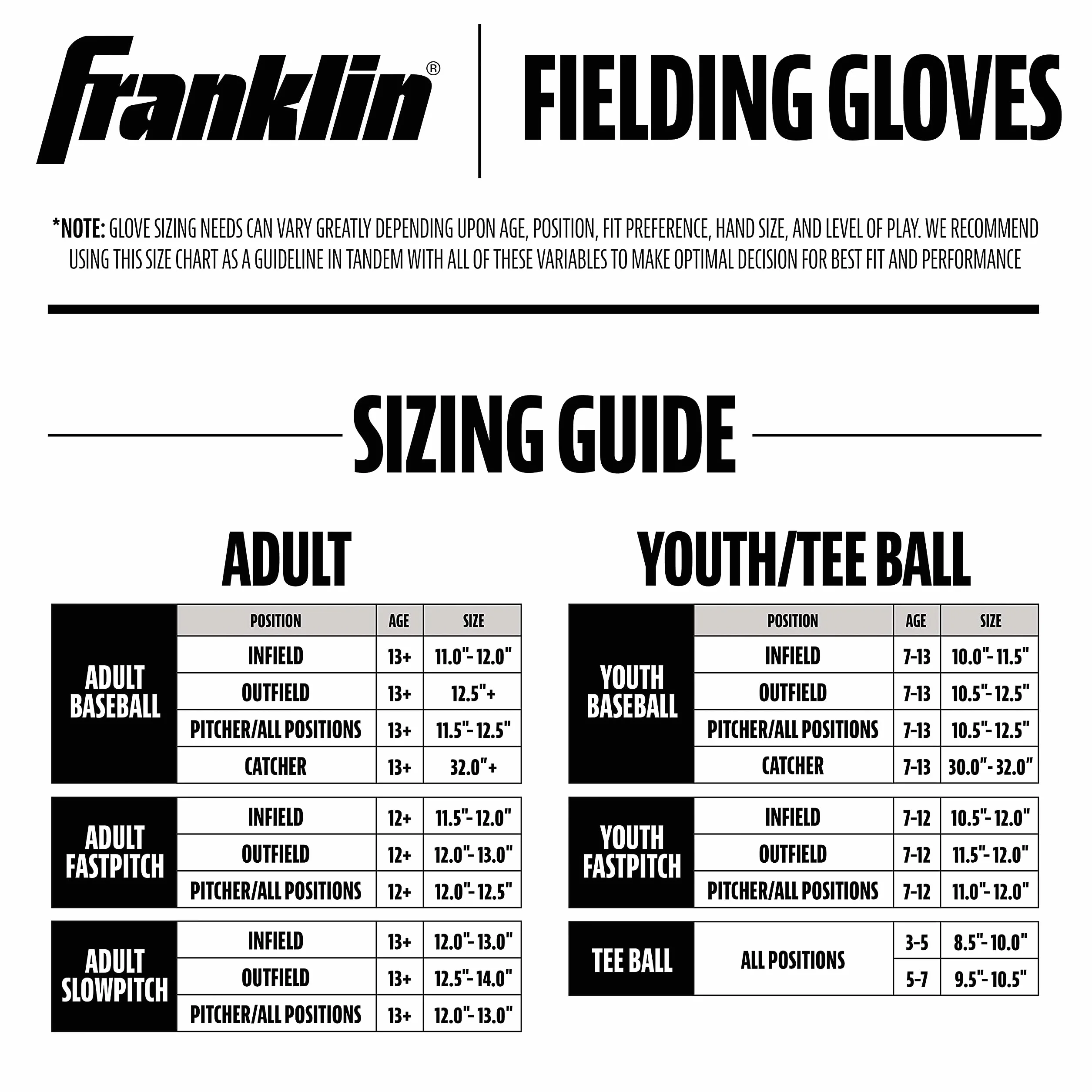 Franklin Sports Guanto da baseball e softball - Field Master