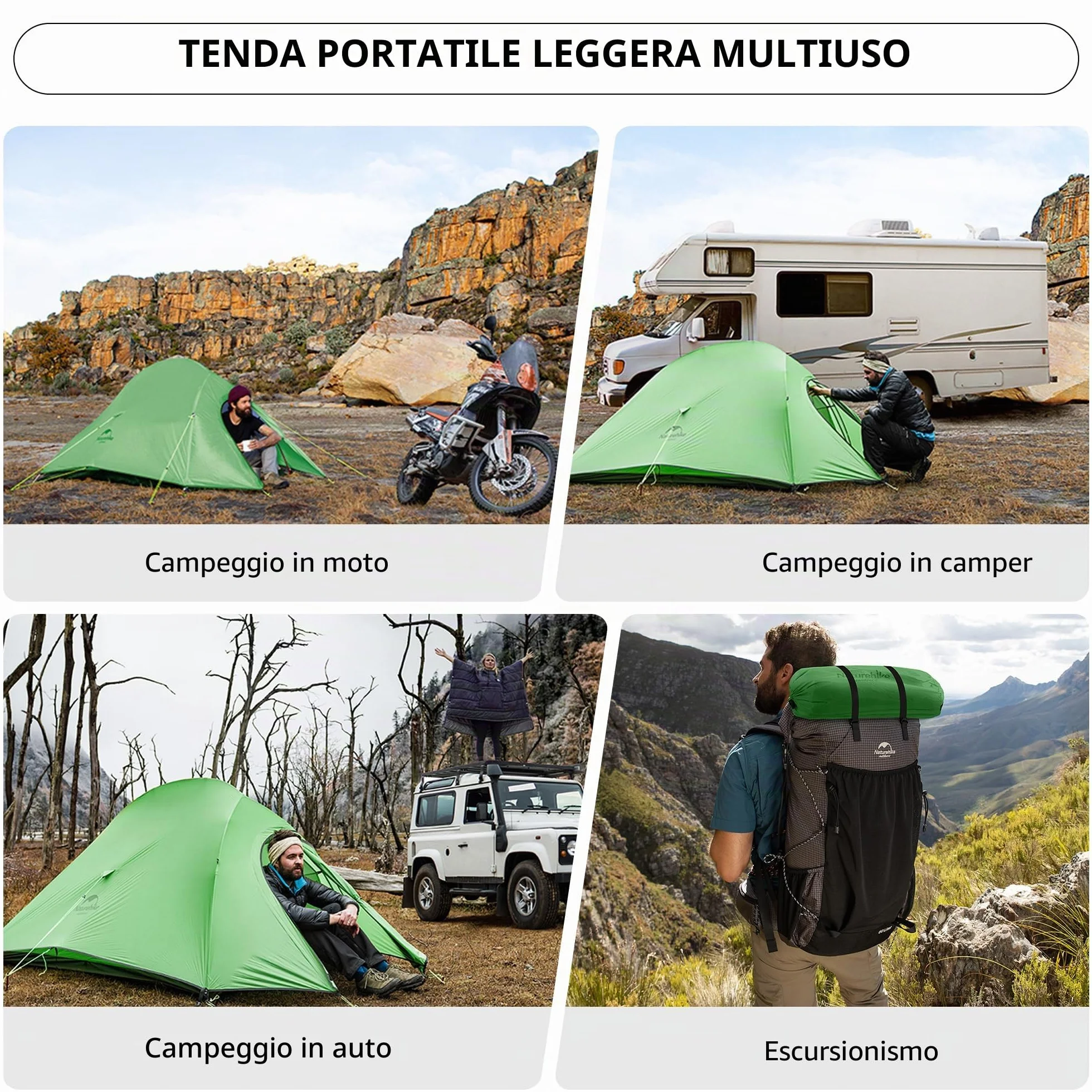 Naturehike Cloud Up 2 Tenda da Campeggio 3-4 Stagioni 2 Persone Leggera Impermeabile