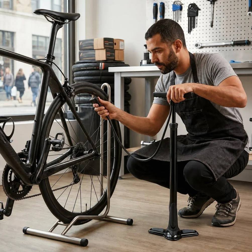 Pompa Jet In Acciaio Professionale Con Manometro Pompa Bici Da Terra Universale Per Valvole Presta Schrader Regina