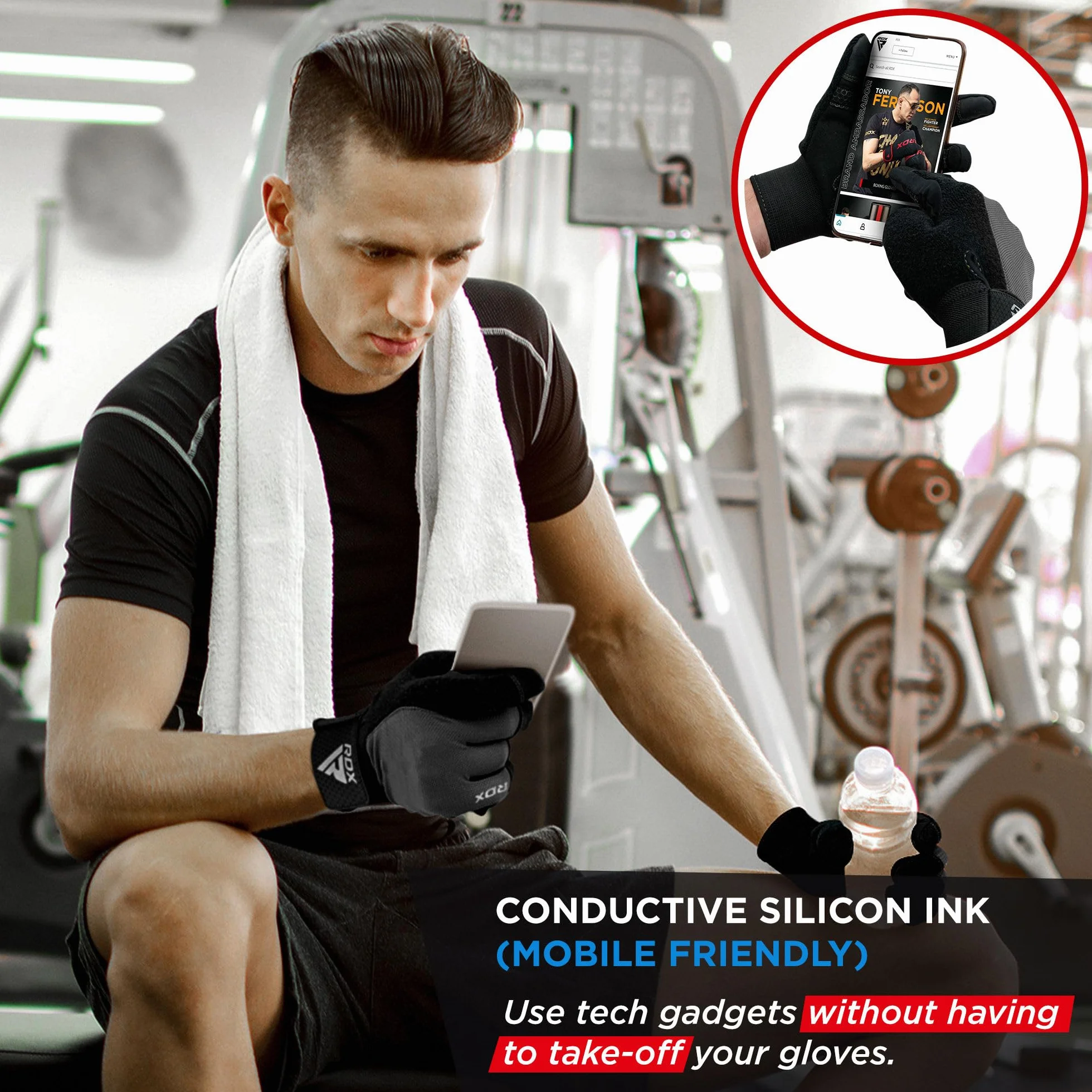 RDX Guanti Palestra Sollevamento Pesi Fitness Touch Screen Antiscivolo Imbottito Uomo Donna