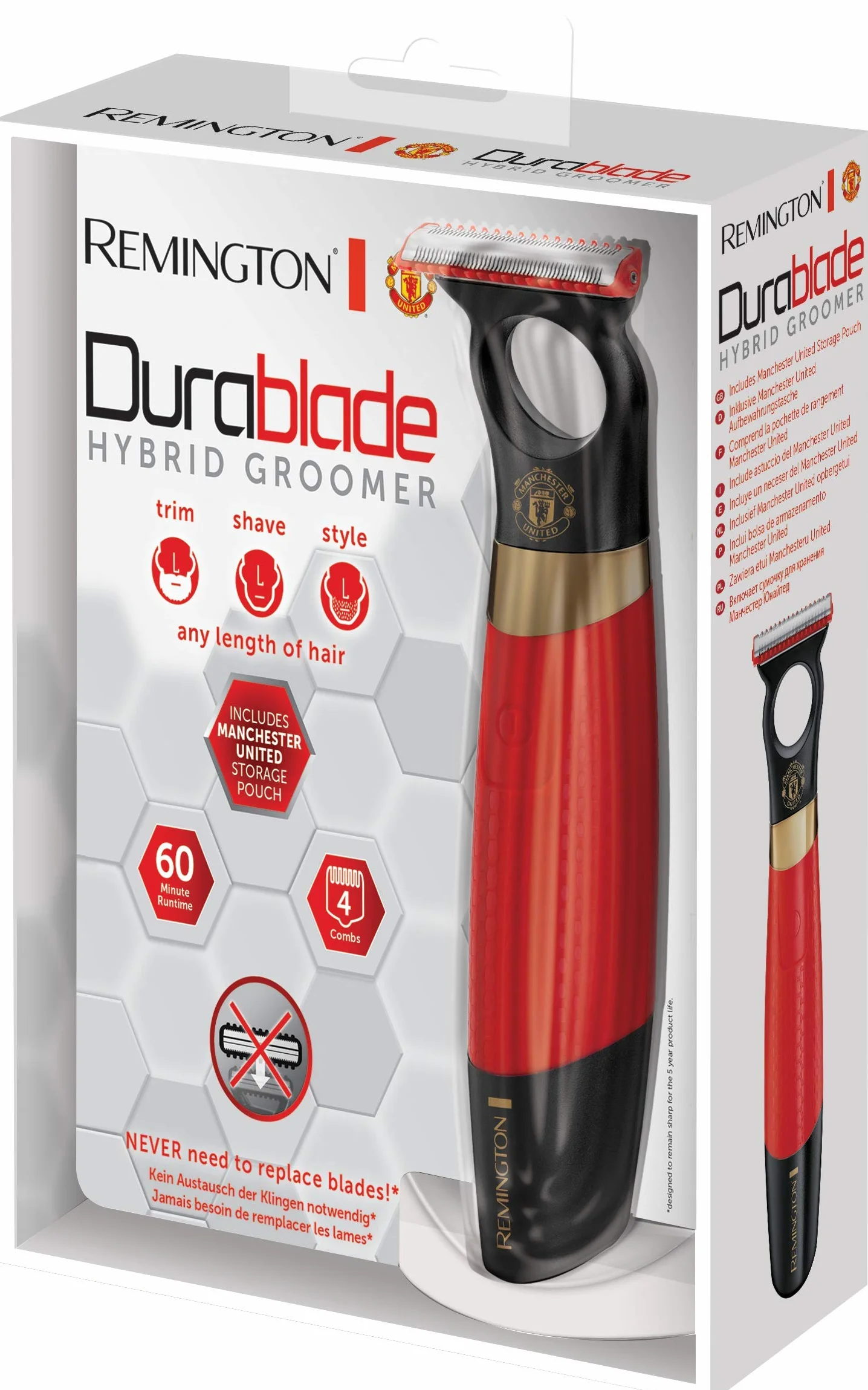 Remington Manchester United Durablade Rasoio Elettrico Senza Fili, Nero e Rosso
