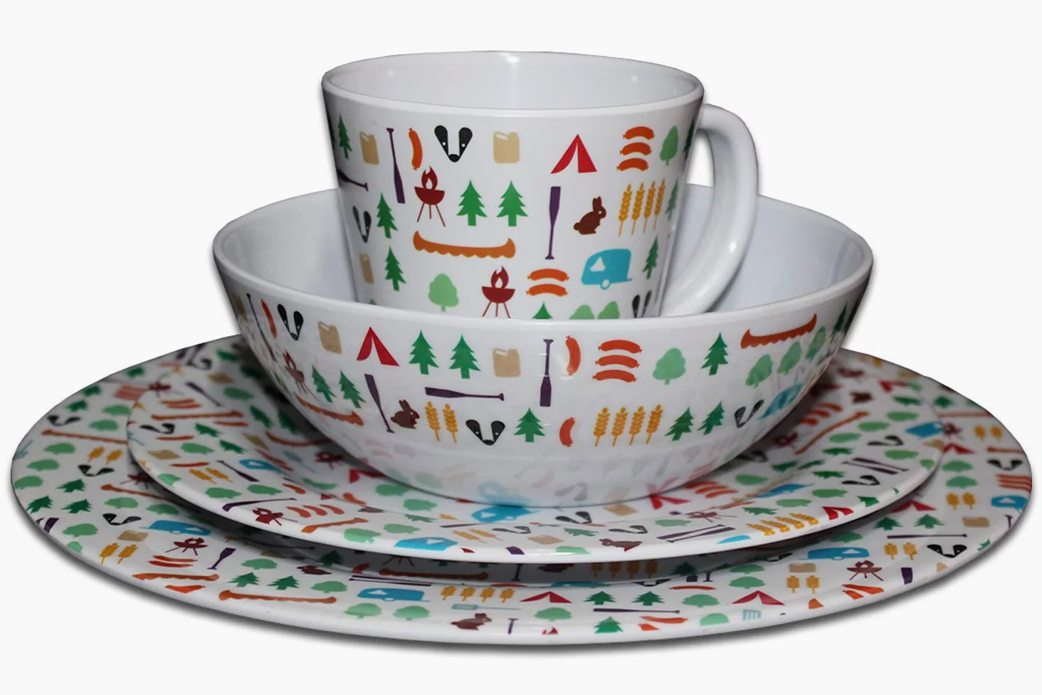 Prodotti per il tempo libero all'aria aperta - Set di stoviglie da campeggio in melamina, 16 pz. Berrow Hill Design