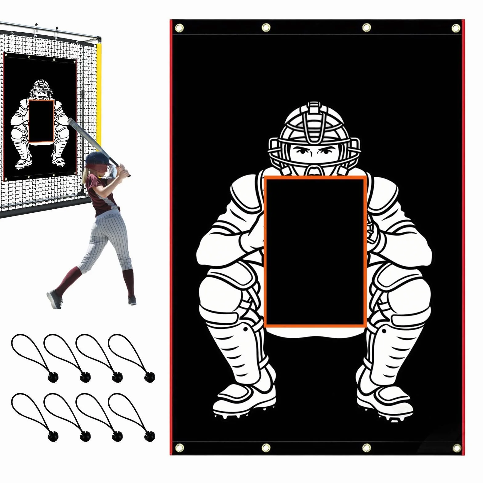 Generico Baseball Pitching Training Net Cloth | Oxford Cloth 122×183cm Strike Target Batting Screen Outdoor Softball Training Aid for Pitching Accuracy Practice Sports Equipment