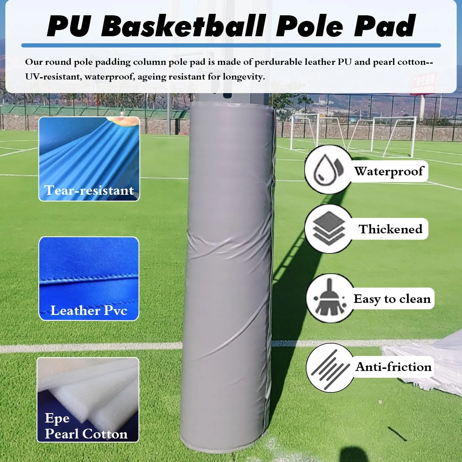 Cuscino per Palo di Basket Imbottitura Protezione Giocatori 90-180 cm