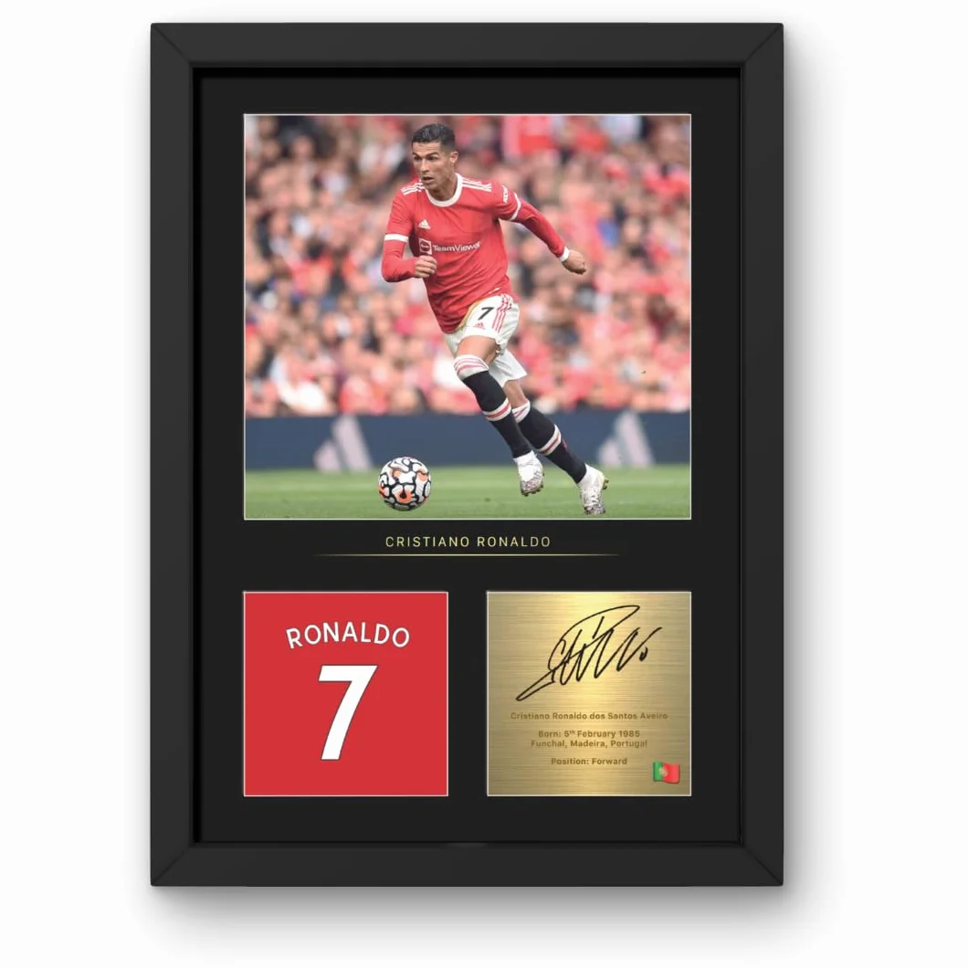 Win FC Espositore foto autografata Cristiano Ronaldo A4 firma digitale regalo fan United