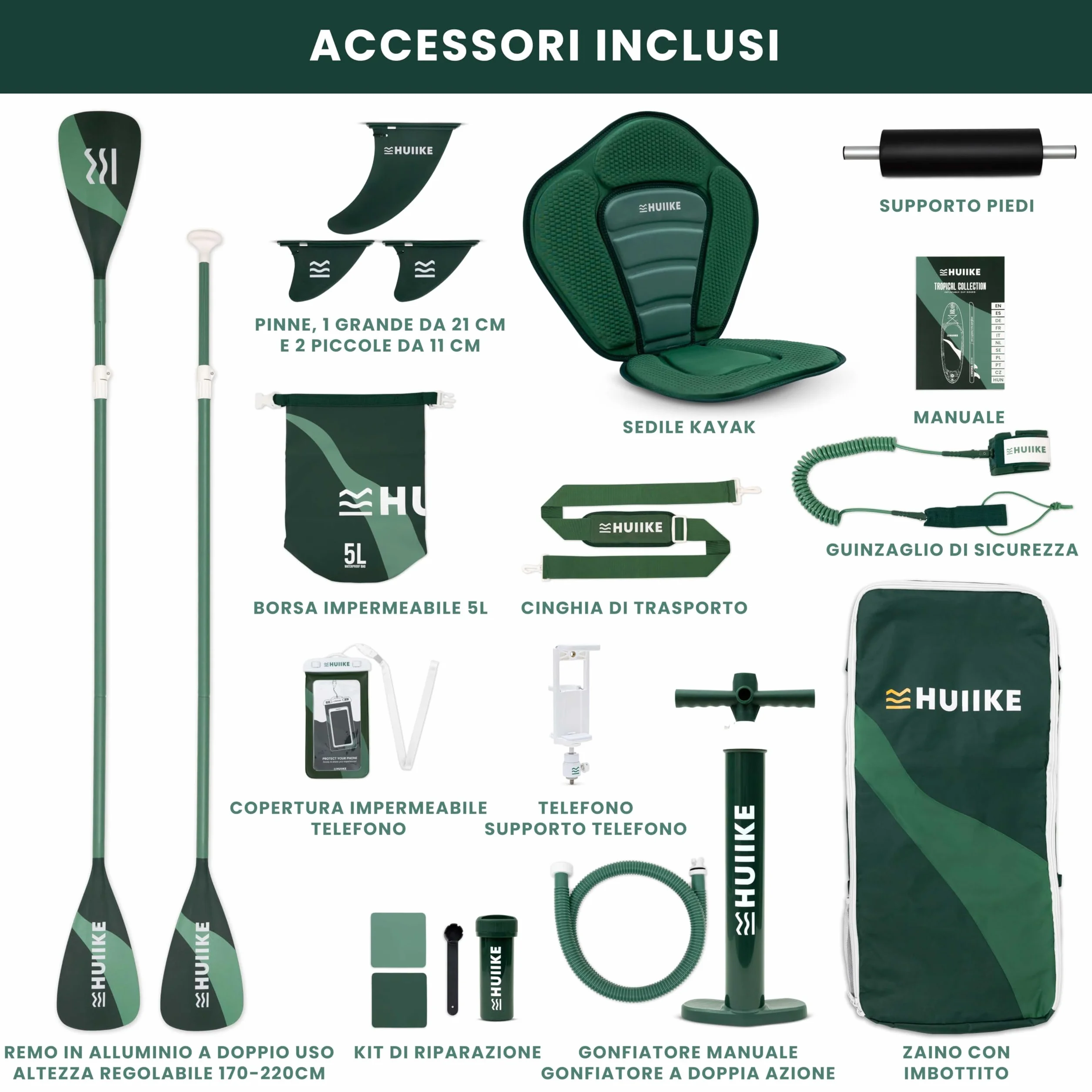 Tavola Sup Gonfiabile Adulti HUIIKE 305 x 84 x 15 cm, Carico Massimo 130 kg, con Accessori Inclusi