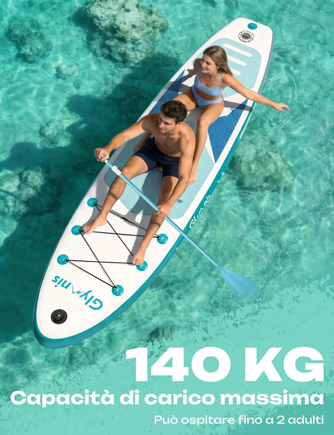 Glymnis SUP Tavola Gonfiabile 320×81×15cm 140kg Stand Up Paddle con Pompa Pagaia Borsa