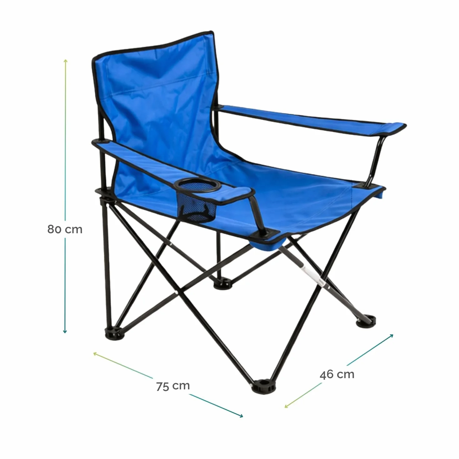 PALUPLUS 2 Sedie da Pesca pieghevoli Blu 75x46x80 cm Struttura tubolare metallo poliestere Braccioli Portabicchiere Sacca Trasporto