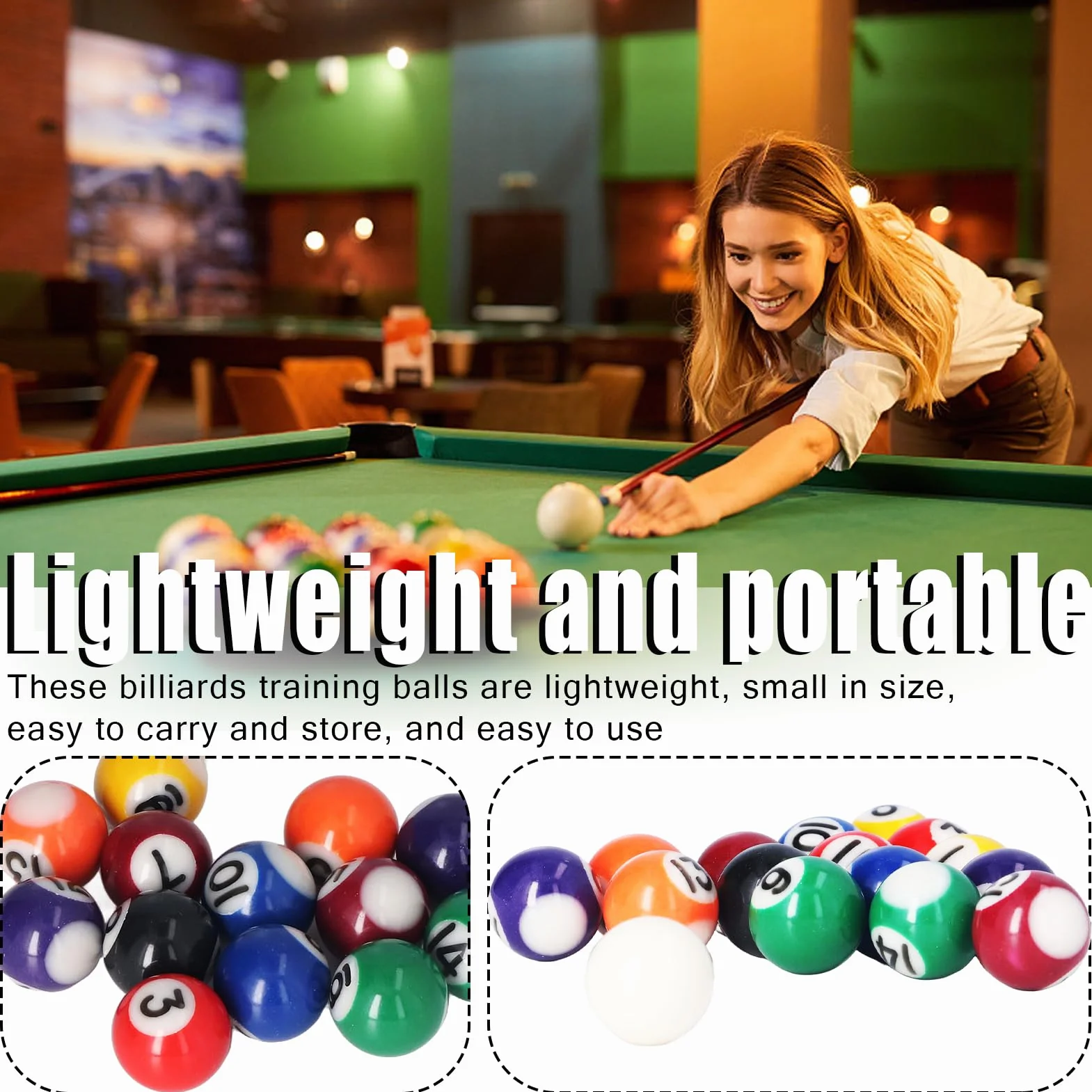 Set Mini Biliardo Americano con 16 Palline da 25mm in Resina per Tavolo da Gioco