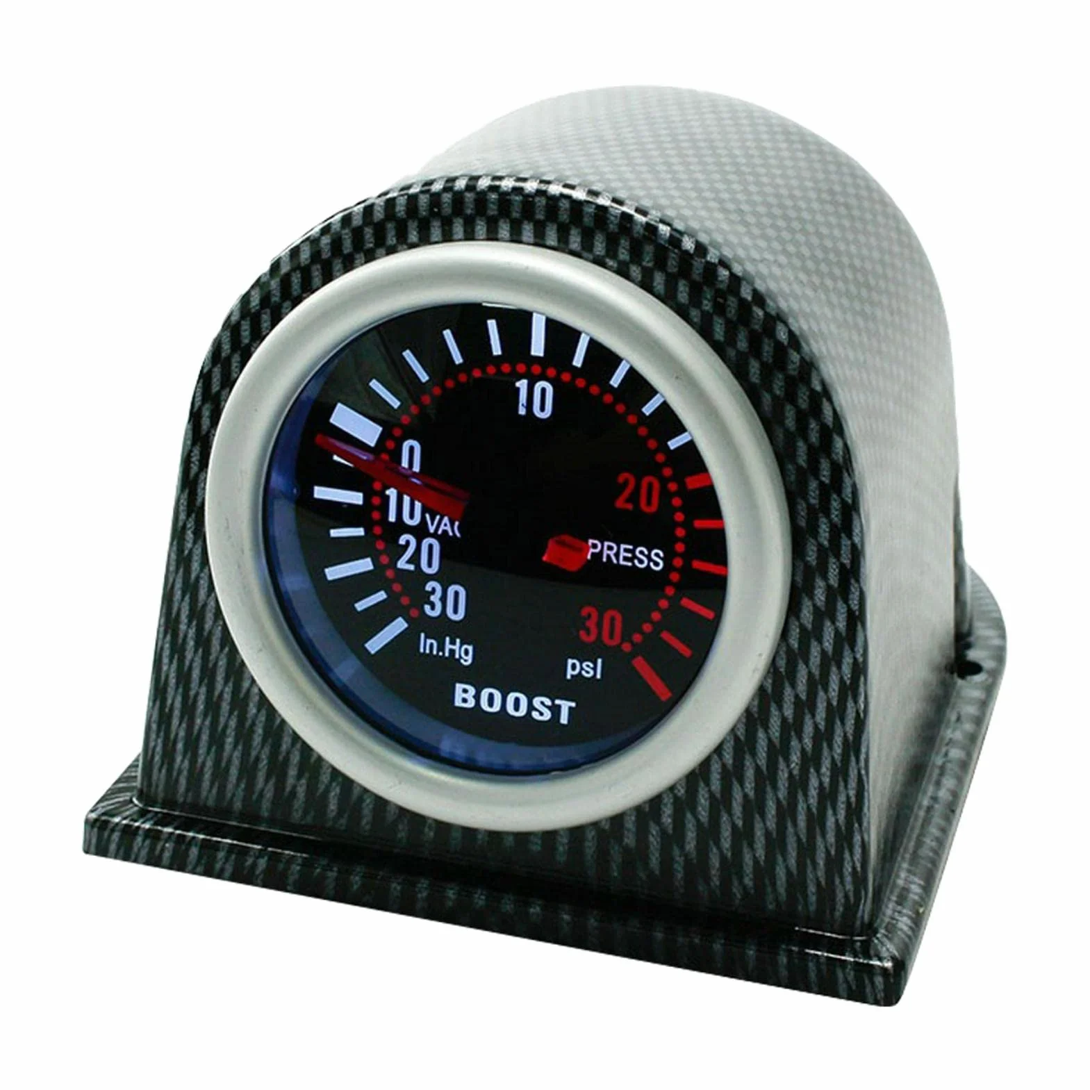 Kit Indicatore di Pressione Turbo 2 Pollici 52 mm Manometro Universale per Parti Moto Auto 0-30 PSI Metri Quadranti Affumicati Pollici HG