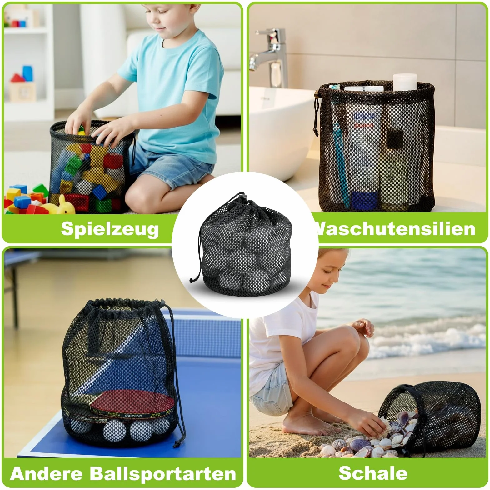 Borsa palline da golf 6 sacchetti rete coulisse portaoggetti sportiva