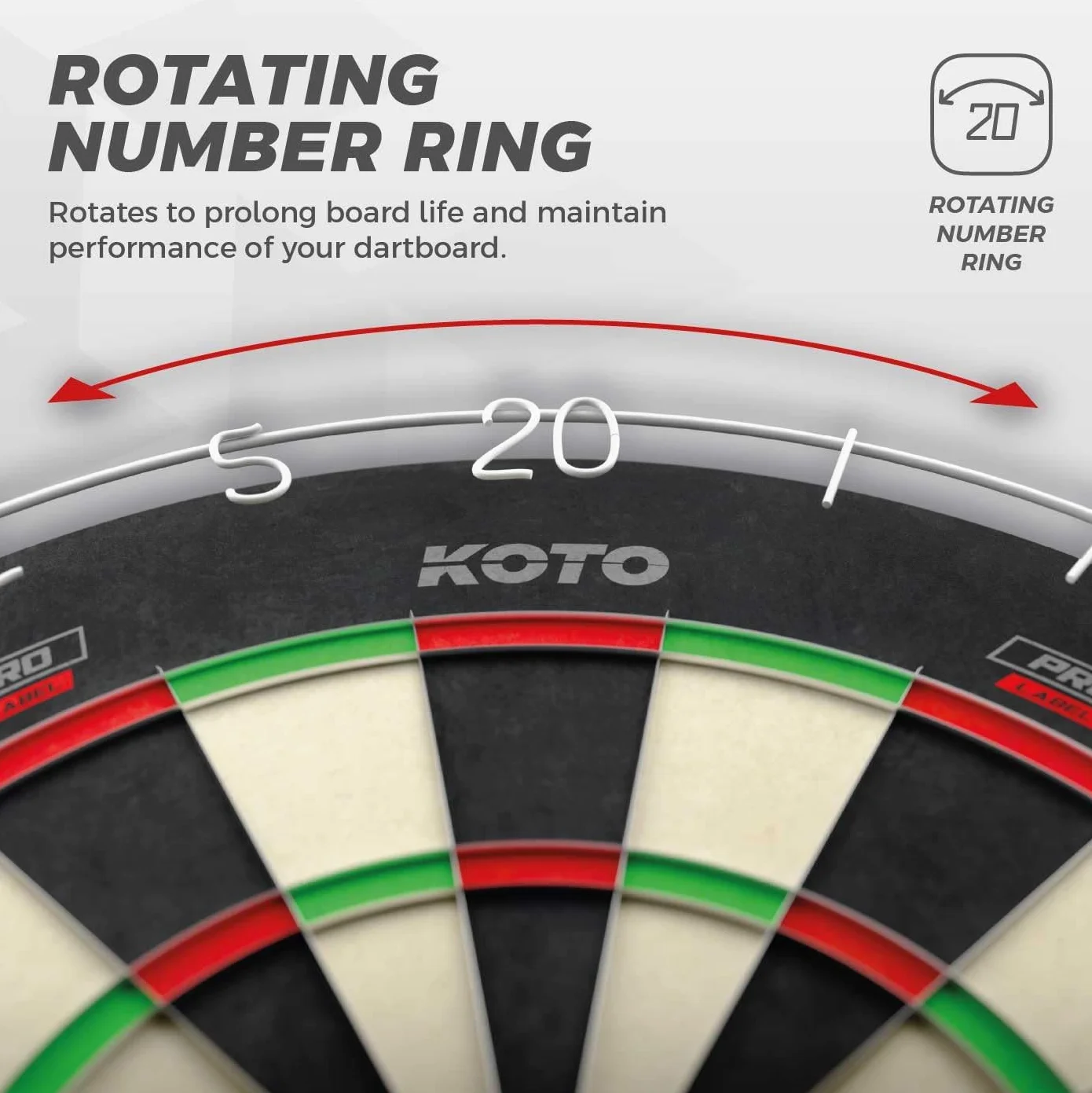 Bersaglio KOTO King Pro, formato ufficiale torneo, cablaggio fine, anello di figure rosse