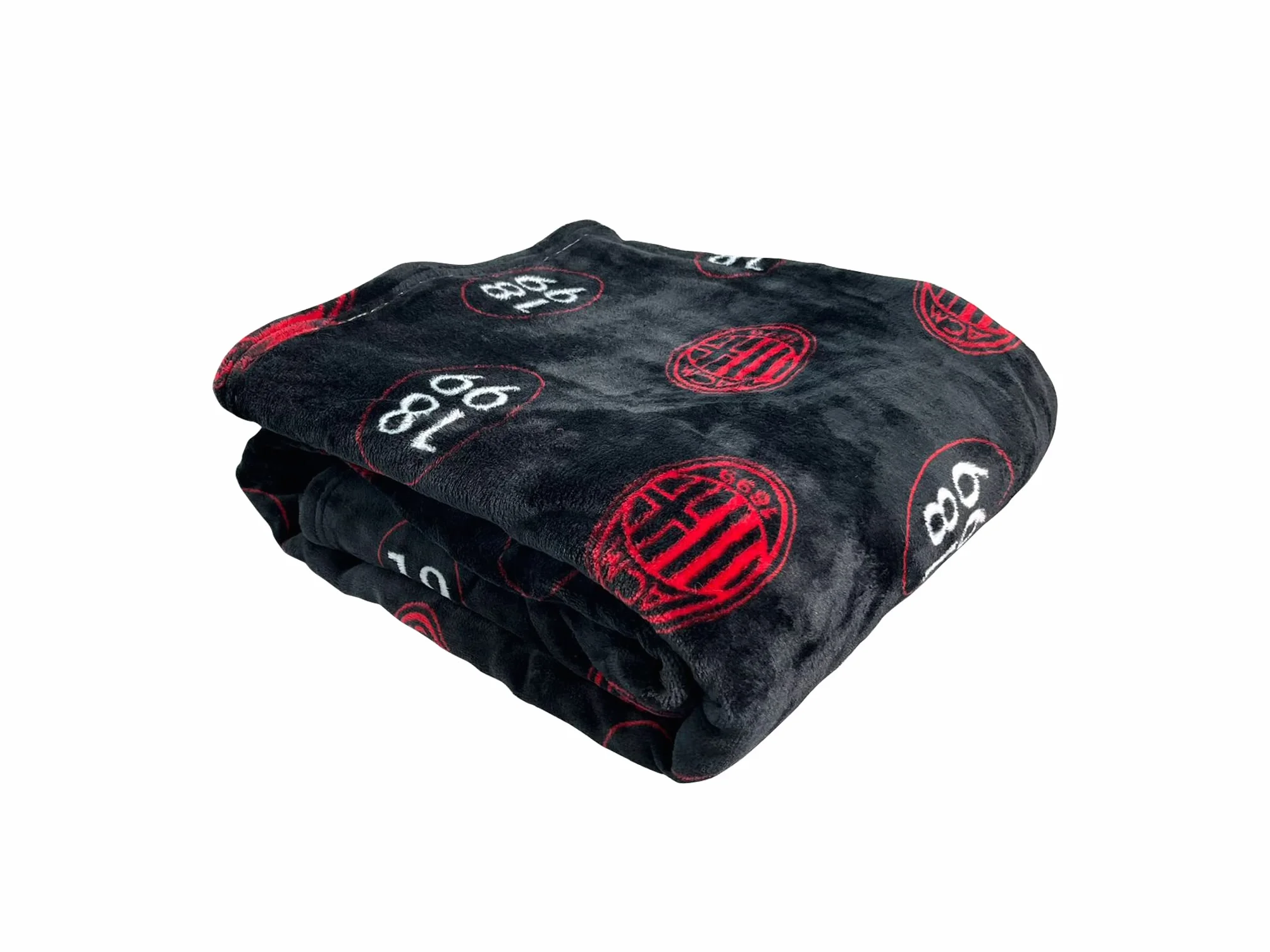 AC Milan Coperta Morbida Plaid Logo Stampato 150x210 Nero e Rosso Prodotto Ufficiale