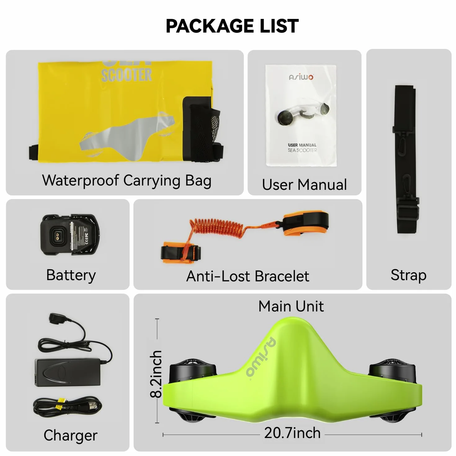 Asiwo Scooter Subacqueo Elettrico Seascooter con Action Camera Mount - Scooter Marino a Doppio Motore Impermeabile per Immersioni Nuoto Snorkeling