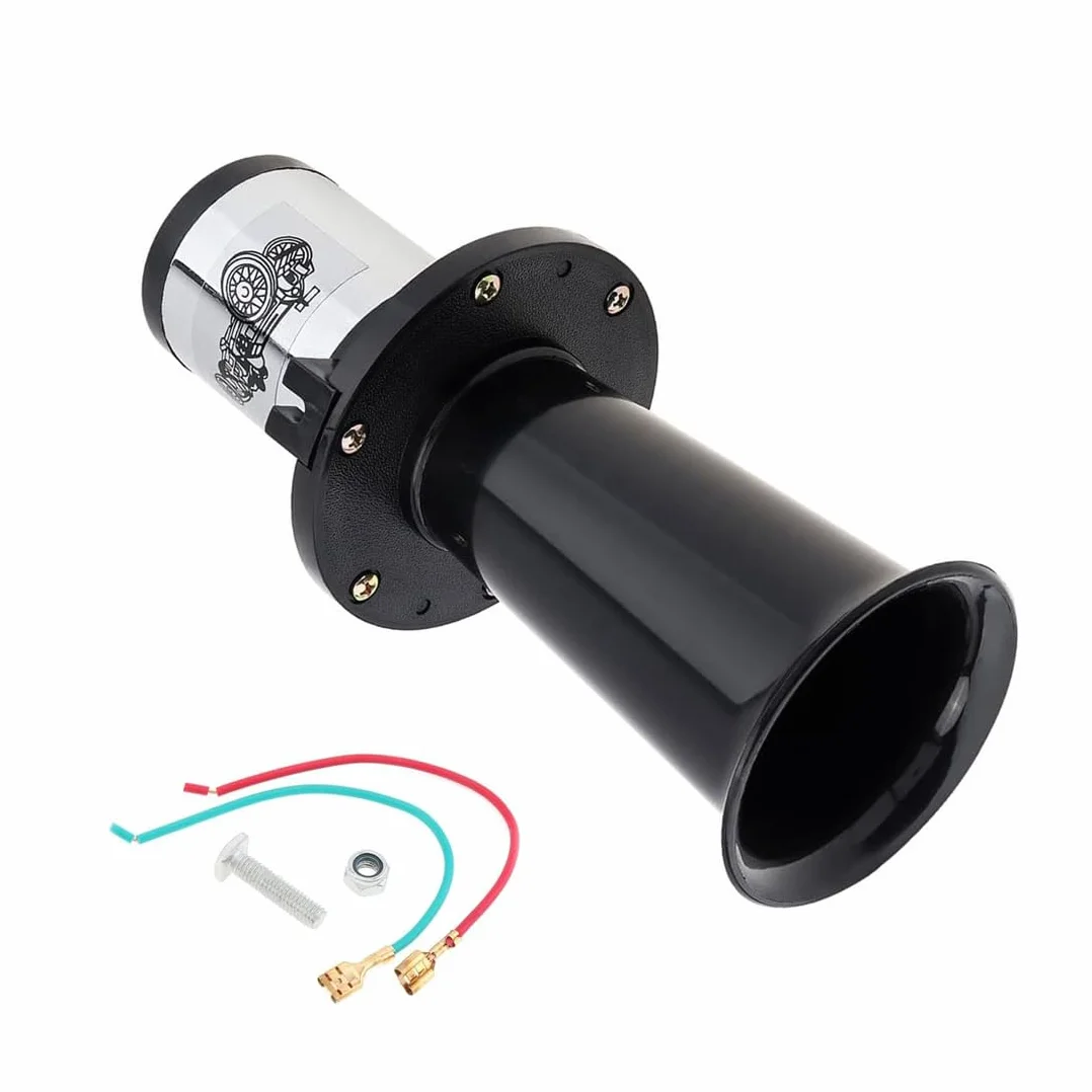 Clacson Ahooga per auto, stile classico, vintage, per auto, camion, camper, 12 V, 110 dB (nero)