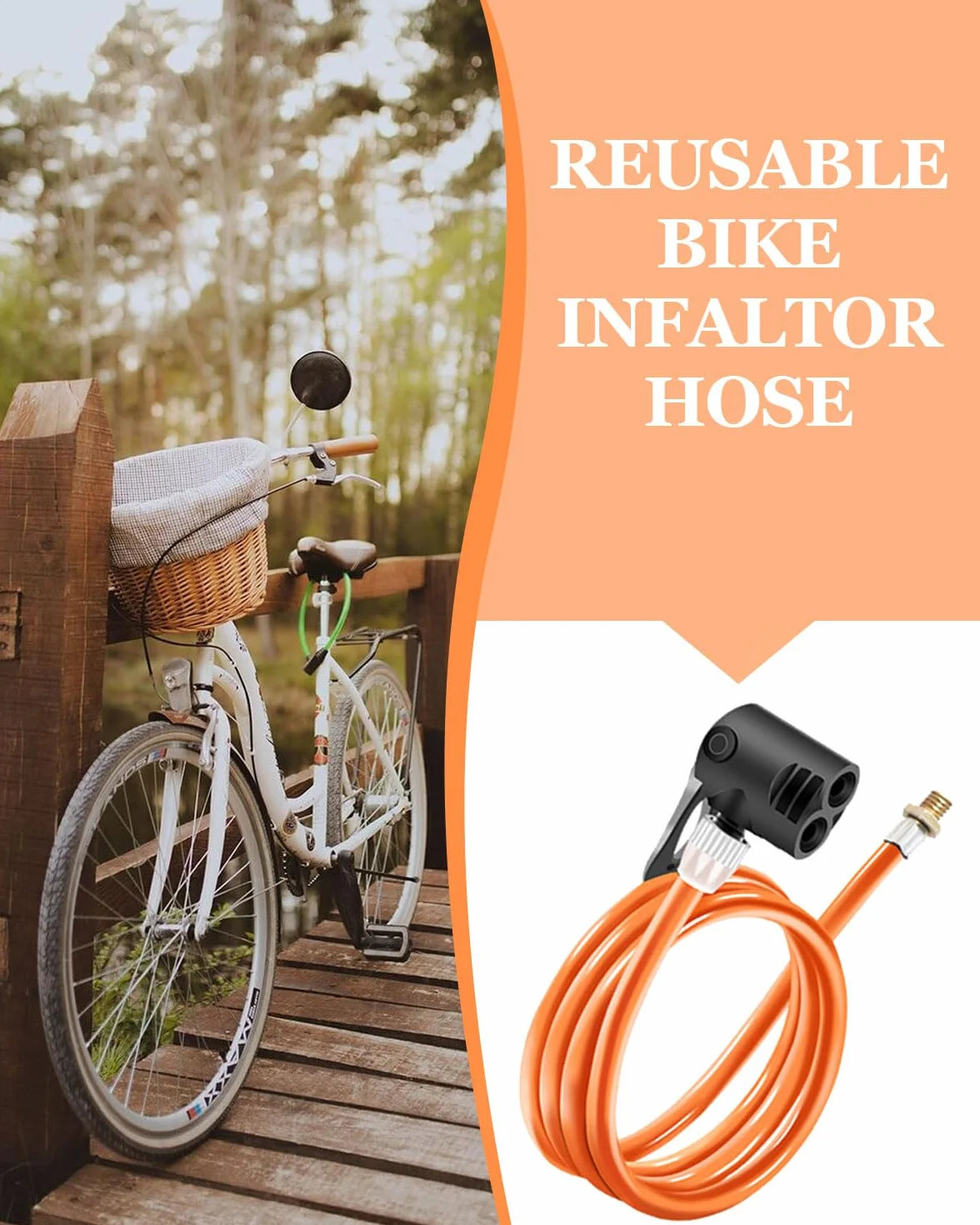 Pompa bici tubo flessibile valvola Presta Schrader 120cm per bicicletta MTB