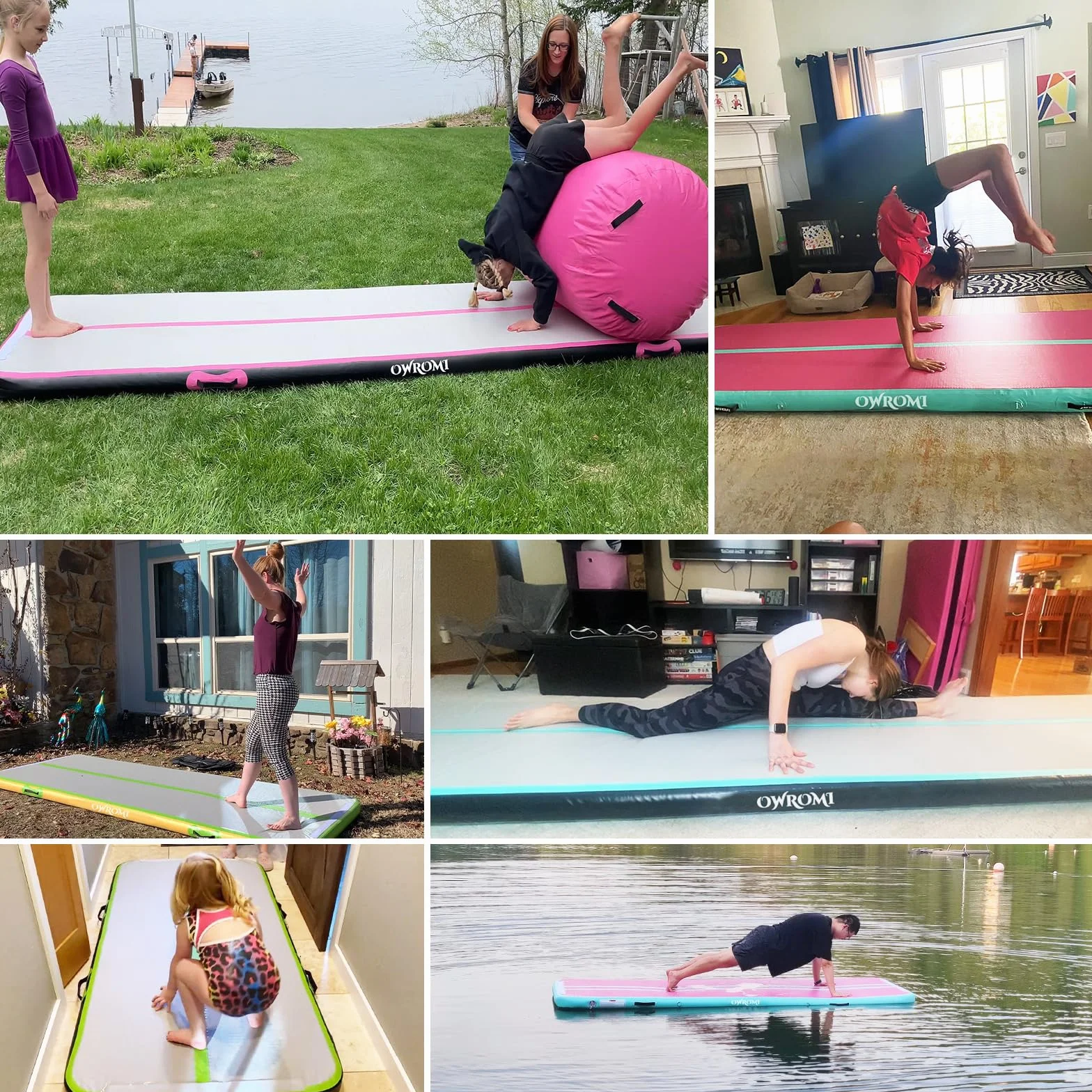 Tumble Track Mats per ginnastica, tappetini per ginnastica ad aria per bambini per Tumbling Ginnastica Gonfiabile spessa Tappetino da allenamento con pompa elettrica per casa/palestra