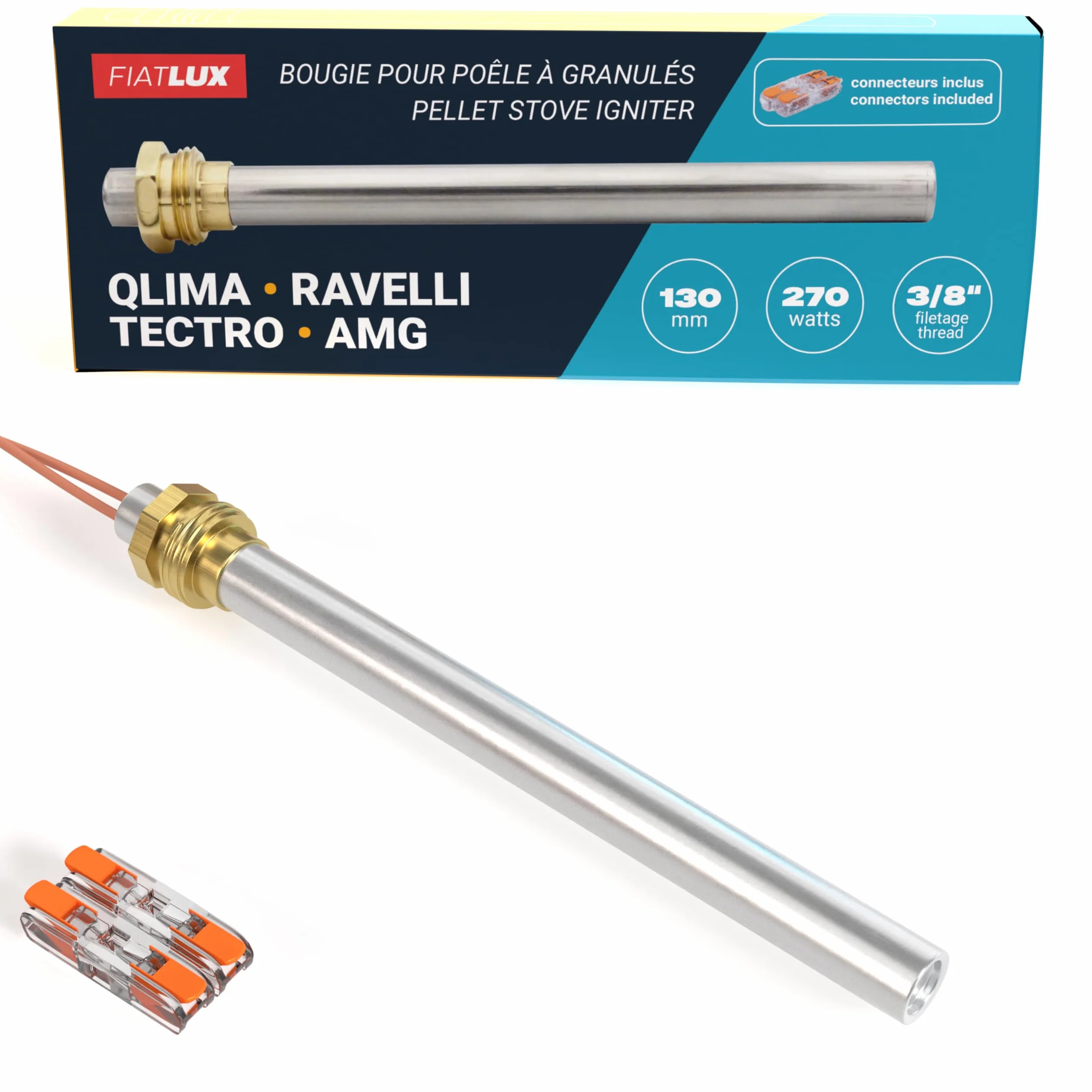 Candeletta Stufa a Pellet compatibile Ravelli Tectro AMG 130/140mm 270W Filettatura 3/8