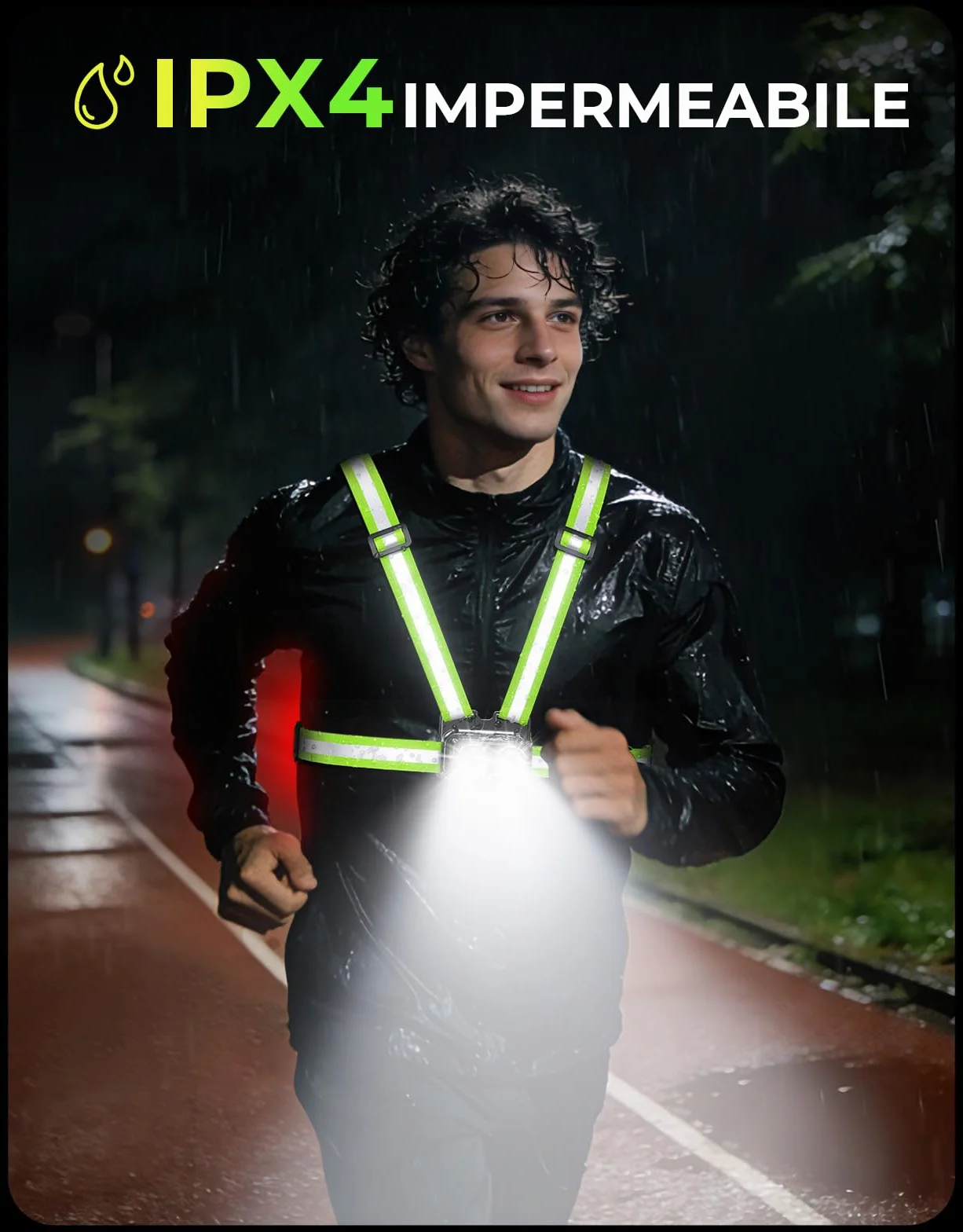 Luce Running 800LM IPX4 Impermeabile 7+2 Modalità Autonomia 4-25 Ore 45° Regolabile per Ciclismo Jogging
